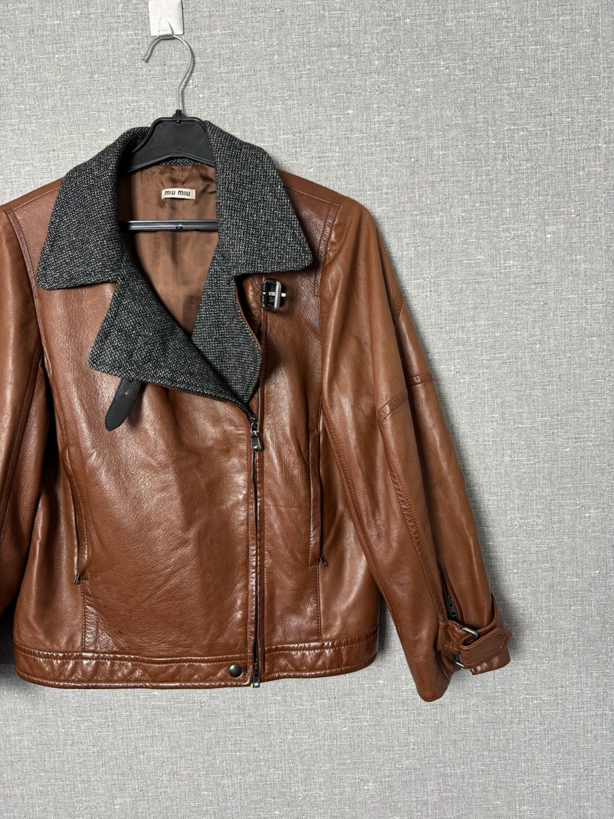 Miu Miu Miu Miu Lambskin Leather Biker Jacket with Buckle Cuffs sz44 Size M / US 6-8 / IT 42-44 - 8 Thumbnail