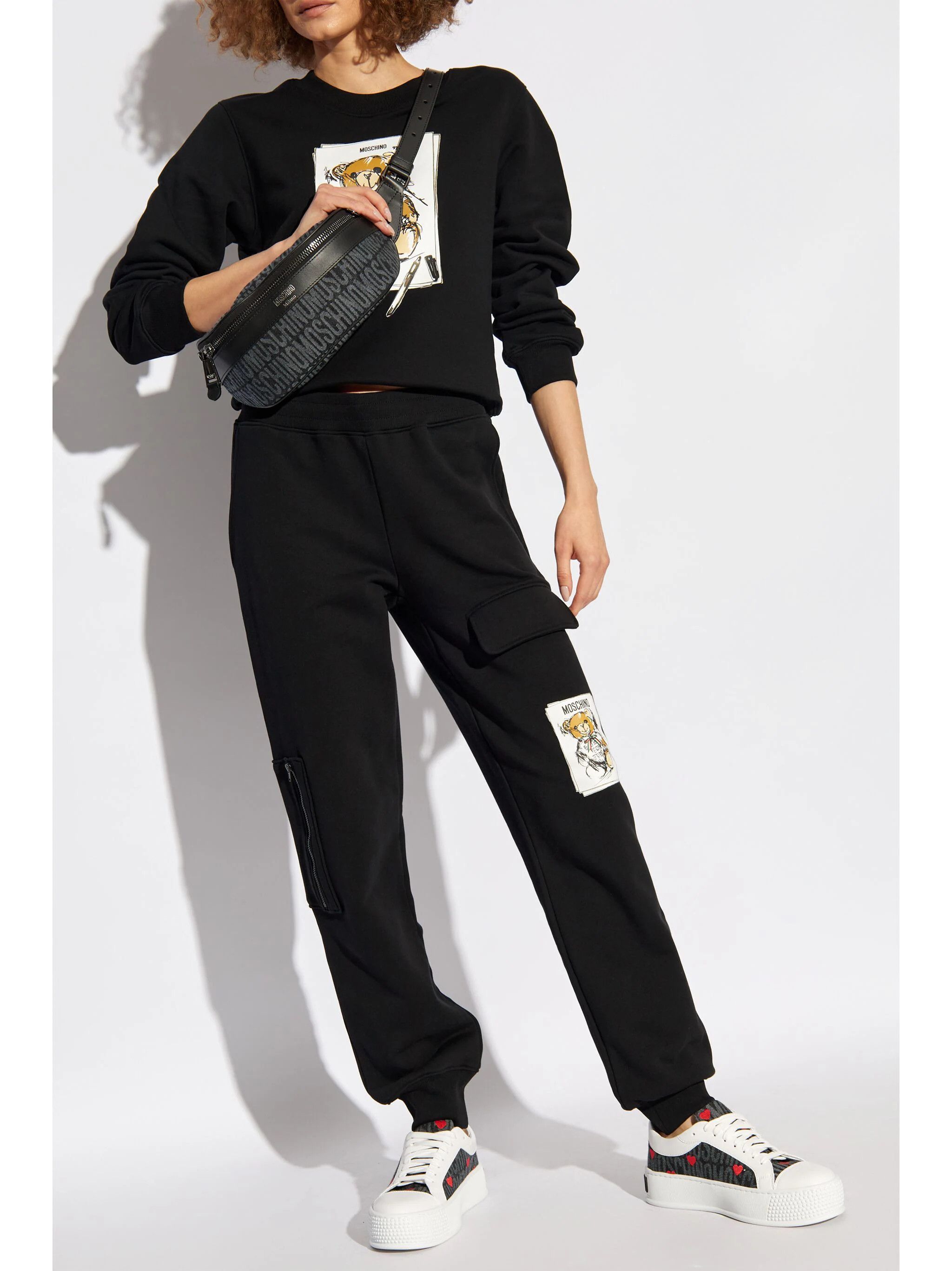 Moschino o1s22i1n0824 Teddy Bear Joggers in Black Size 26" / US 2 / IT 38 - 2 Thumbnail