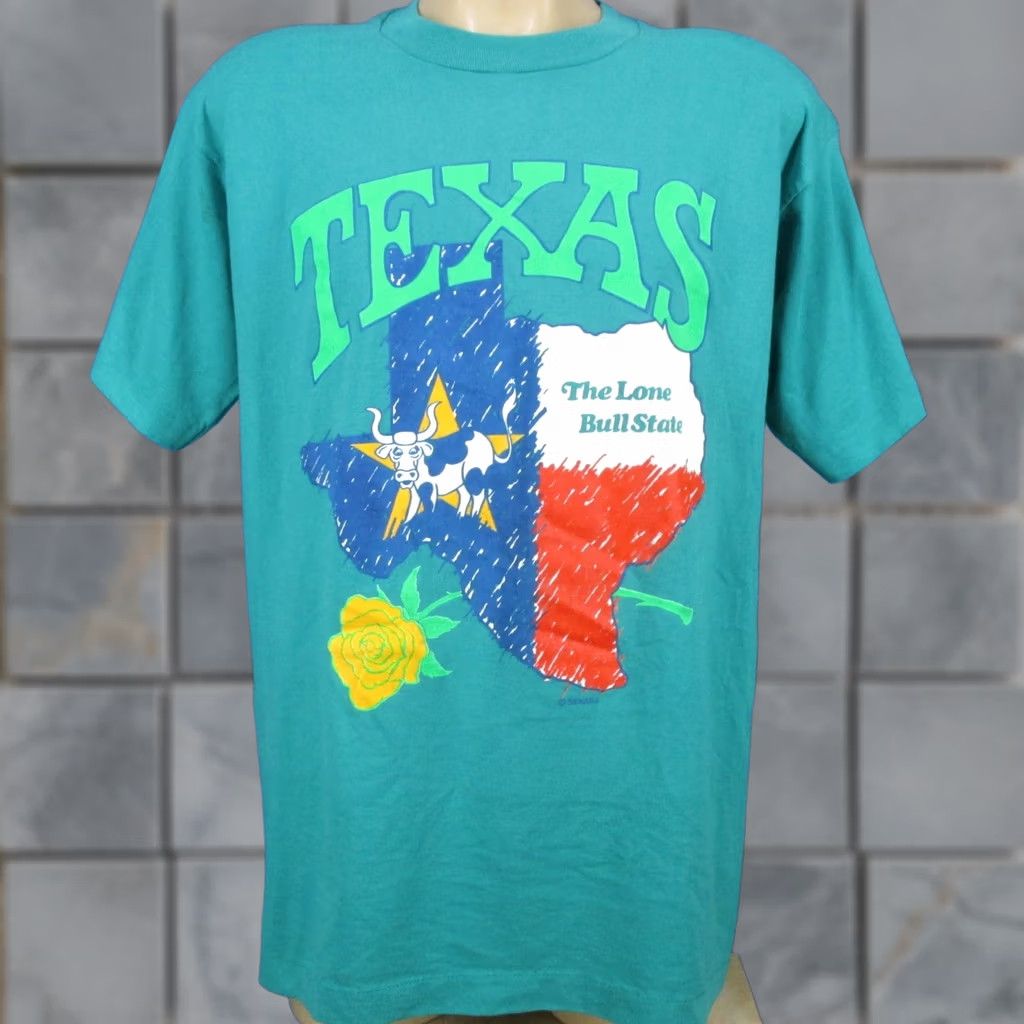 Vintage VINTAGE 80s TEXAS THE LONE BULL STATE T-Shirt LARGE/XL cowboy star single stitch Size US L / EU 52-54 / 3 - 1 Thumbnail