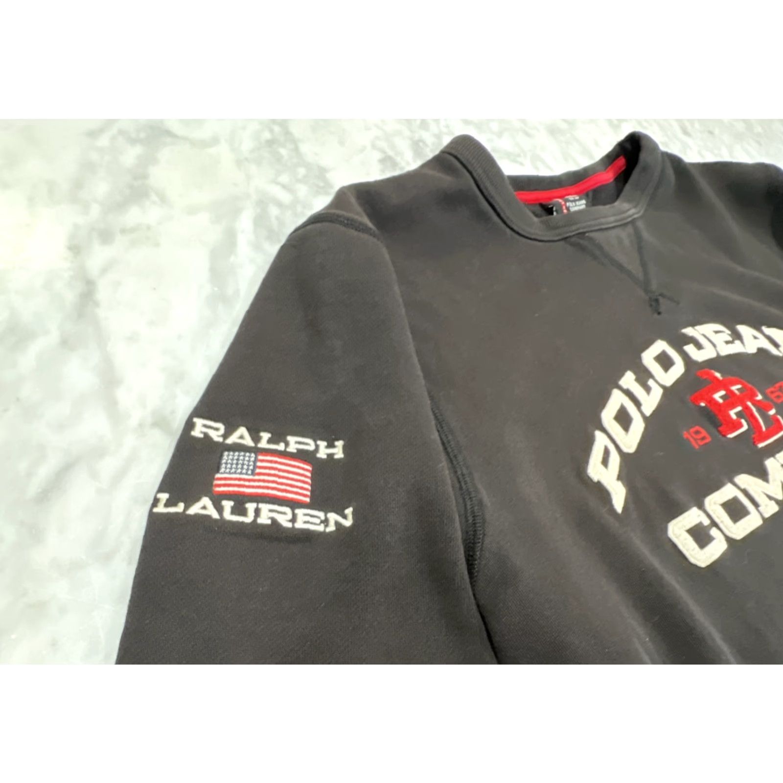 Vintage VINTAGE Ralph Lauren Polo Jeans Co. Crewneck Sweatshirt Men XL Black 90s Embroidered Fleece Heavyweight Pullover Size US XL / EU 56 / 4 - 6 Thumbnail