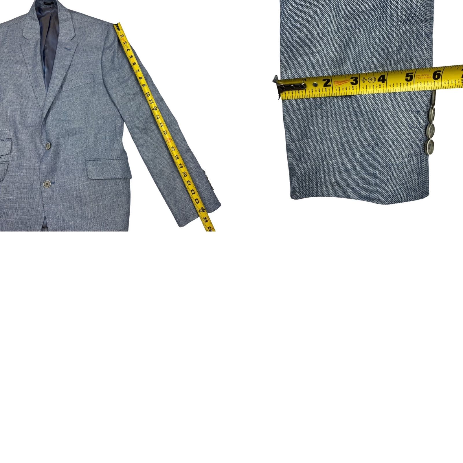 Vintage Nova Fides Blazer Jacket Men 40R Blue Linen Blend 2-Button Notch Lapel Regular Fit Vintage: No Size 40R - 9 Thumbnail