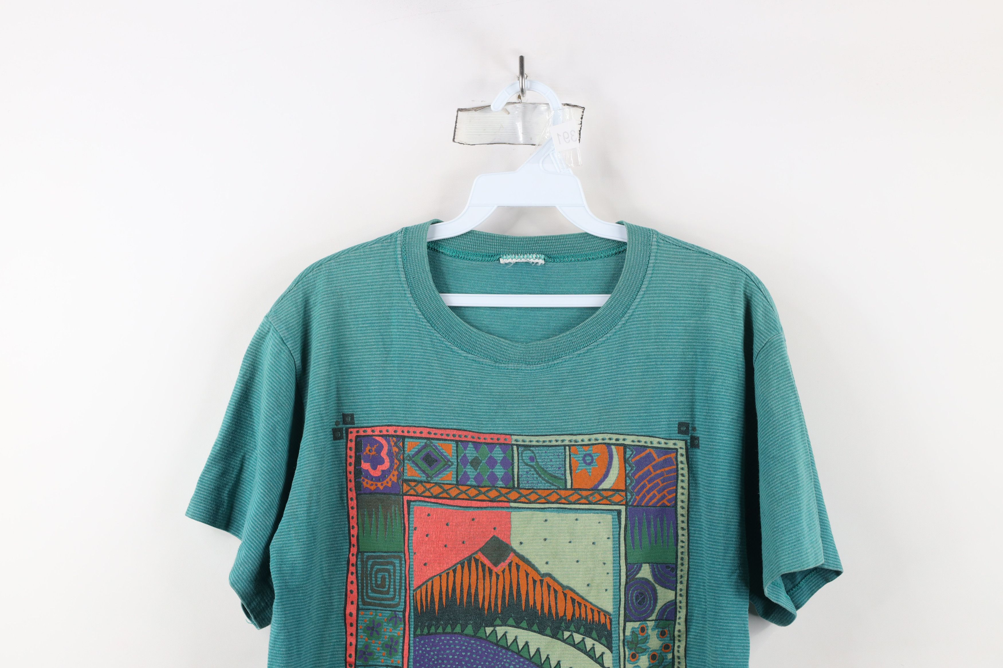 Vintage Vintage 90s Streetwear Abstract Striped Park T-Shirt USA Size US M / EU 48-50 / 2 - 2 Thumbnail