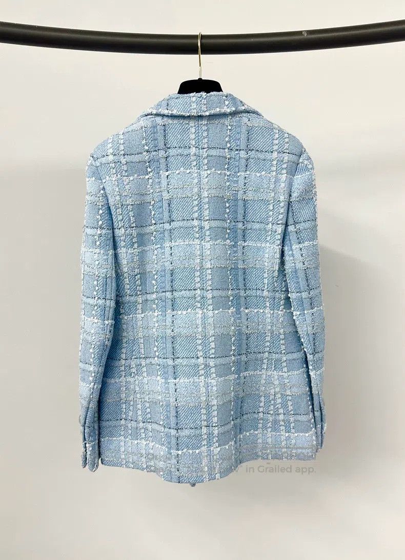 Chanel Chanel Blue plaid tweed coat Size XS / US 0-2 / IT 36-38 - 2 Thumbnail