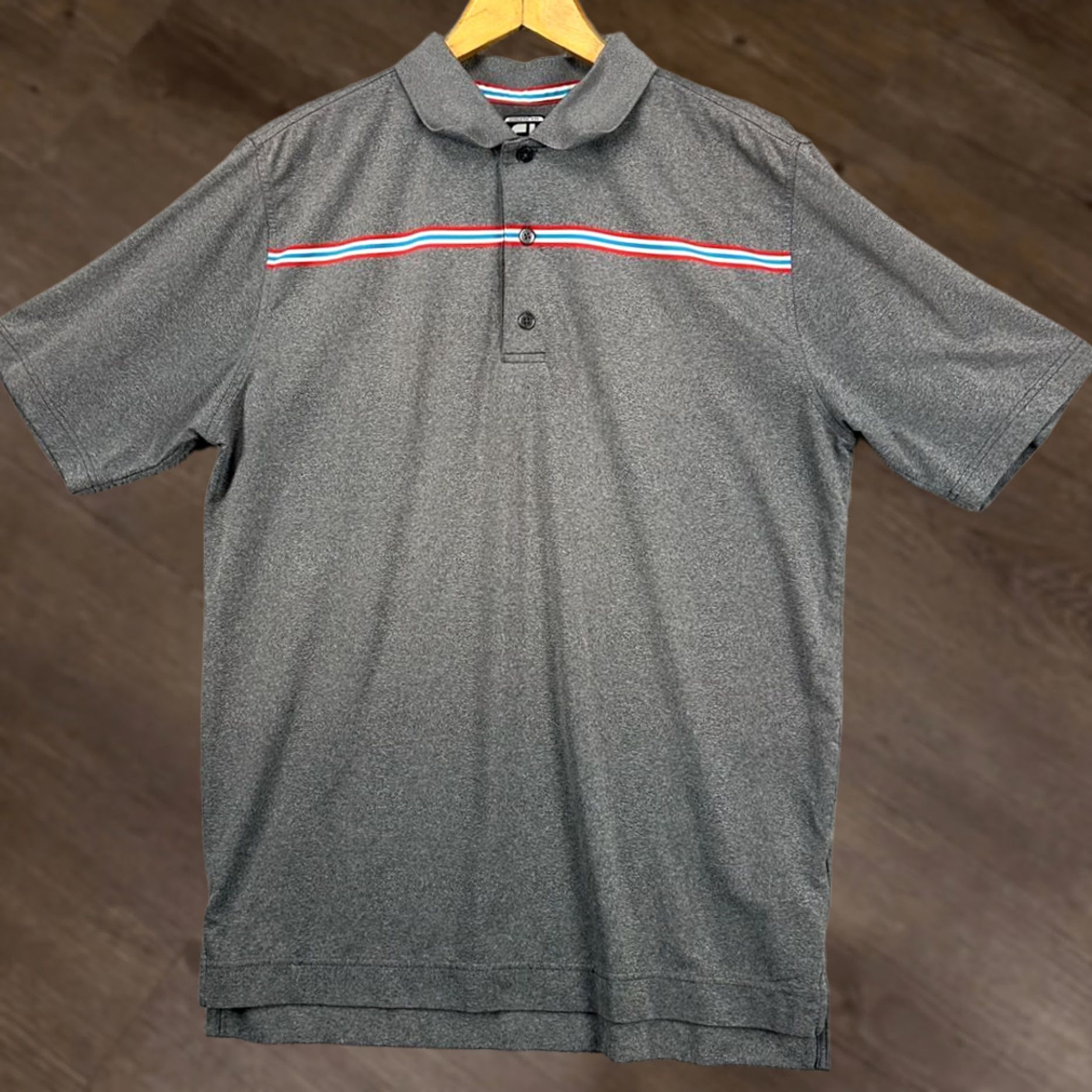 Footjoy FootJoy FJ Golf Polo Shirt Mens Large Grey Striped Athletic Fit Stretch Rugby Size US L / EU 52-54 / 3 - 1 Thumbnail