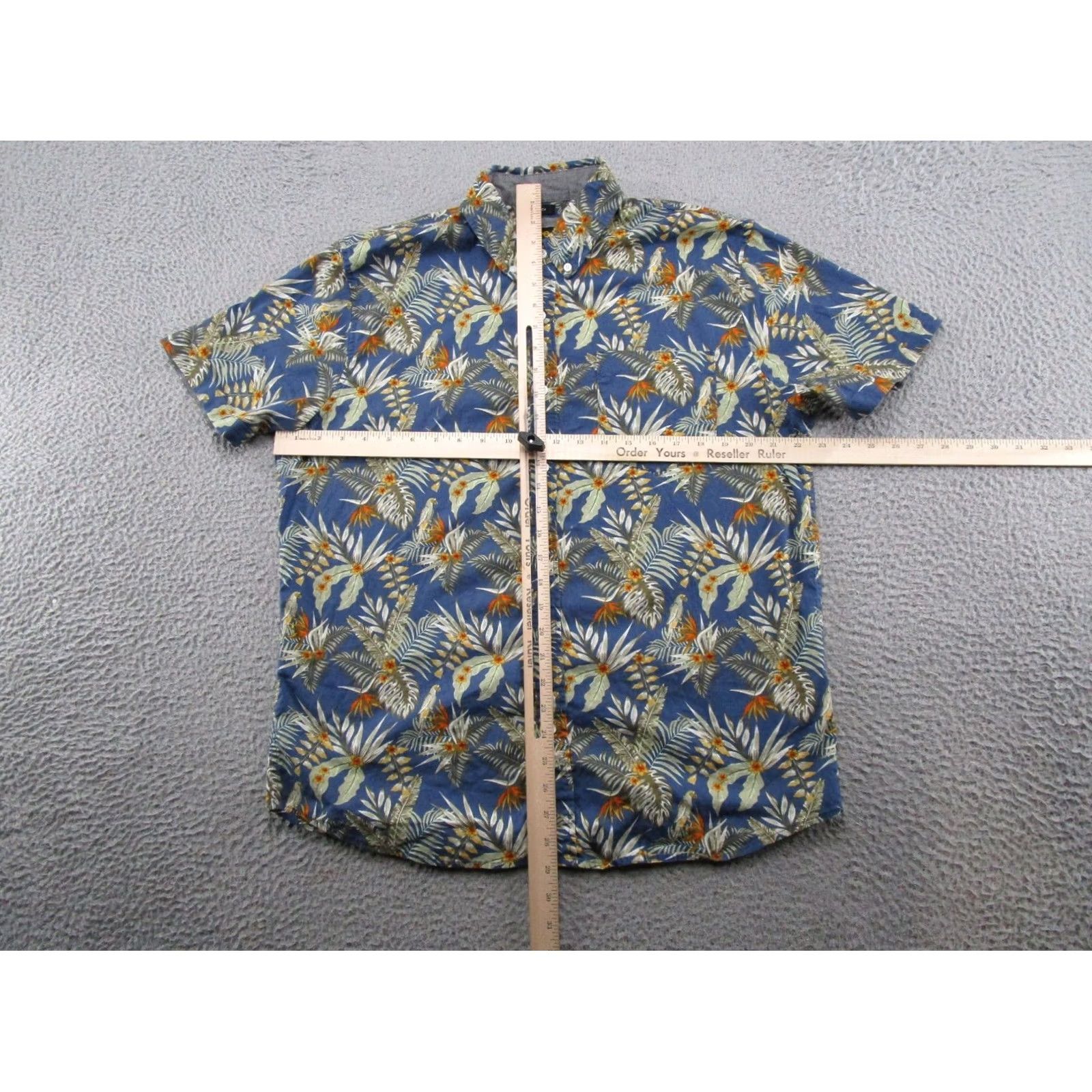 Lee Lee Button-Up Shirt Men L Blue Tropical Floral Hawaiian Cotton Short Sleeve Casual Vacation Resort Shirt Size US L / EU 52-54 / 3 - 4 Thumbnail