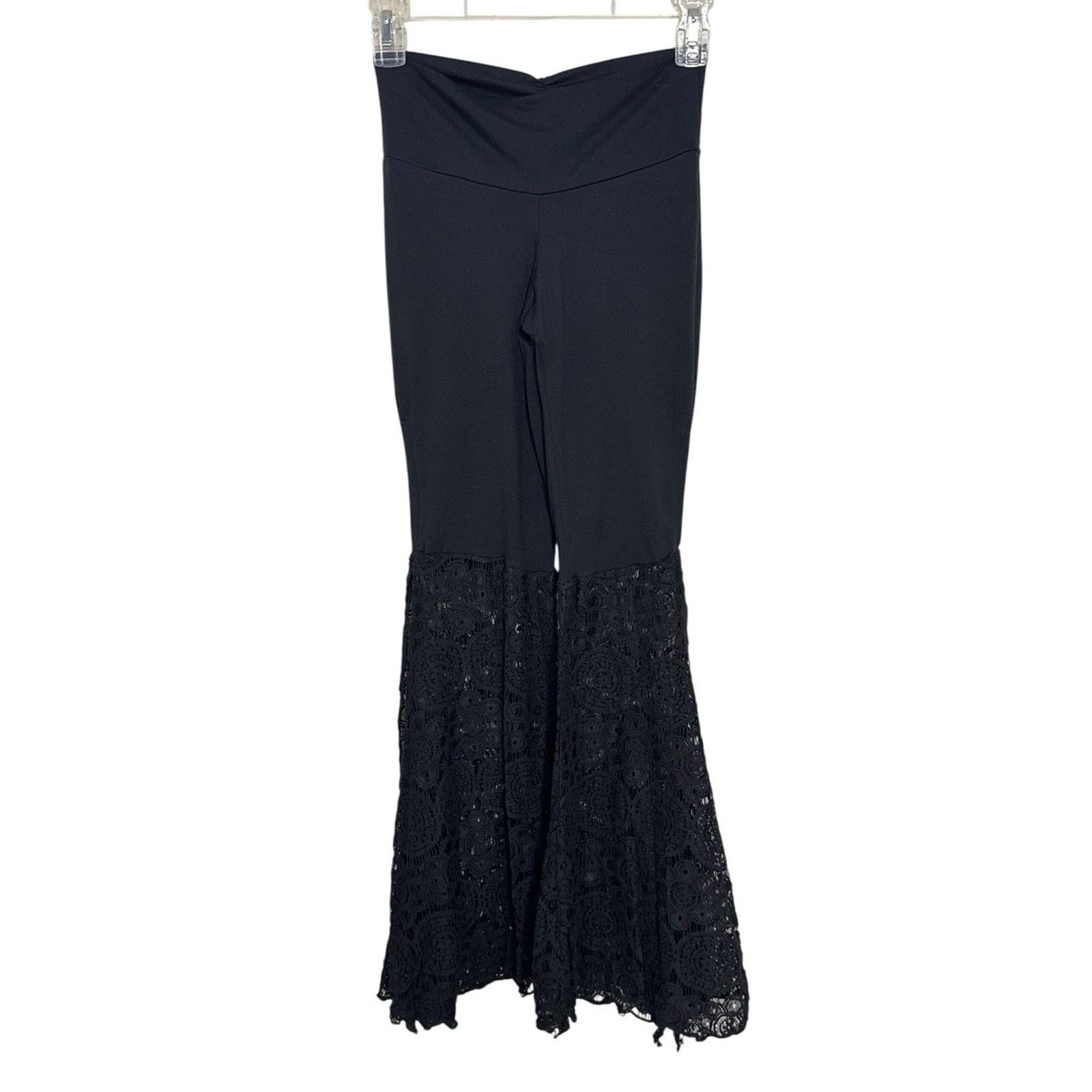 Other MIA BRAZILIA Kaneta Black Lace Bell Bottom Leggings Dance XS Size 26" / US 2 / IT 38 - 3 Thumbnail