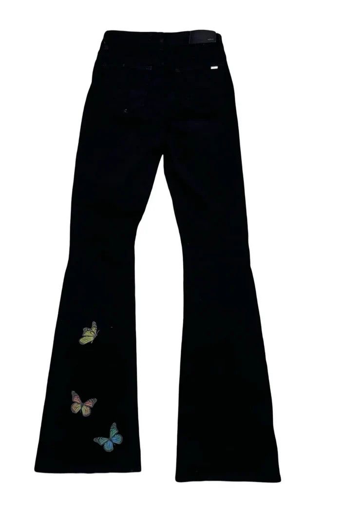 Amiri o1wfsh0625 Butterfly Print Denim in Black Size 26" / US 2 / IT 38 - 2 Thumbnail