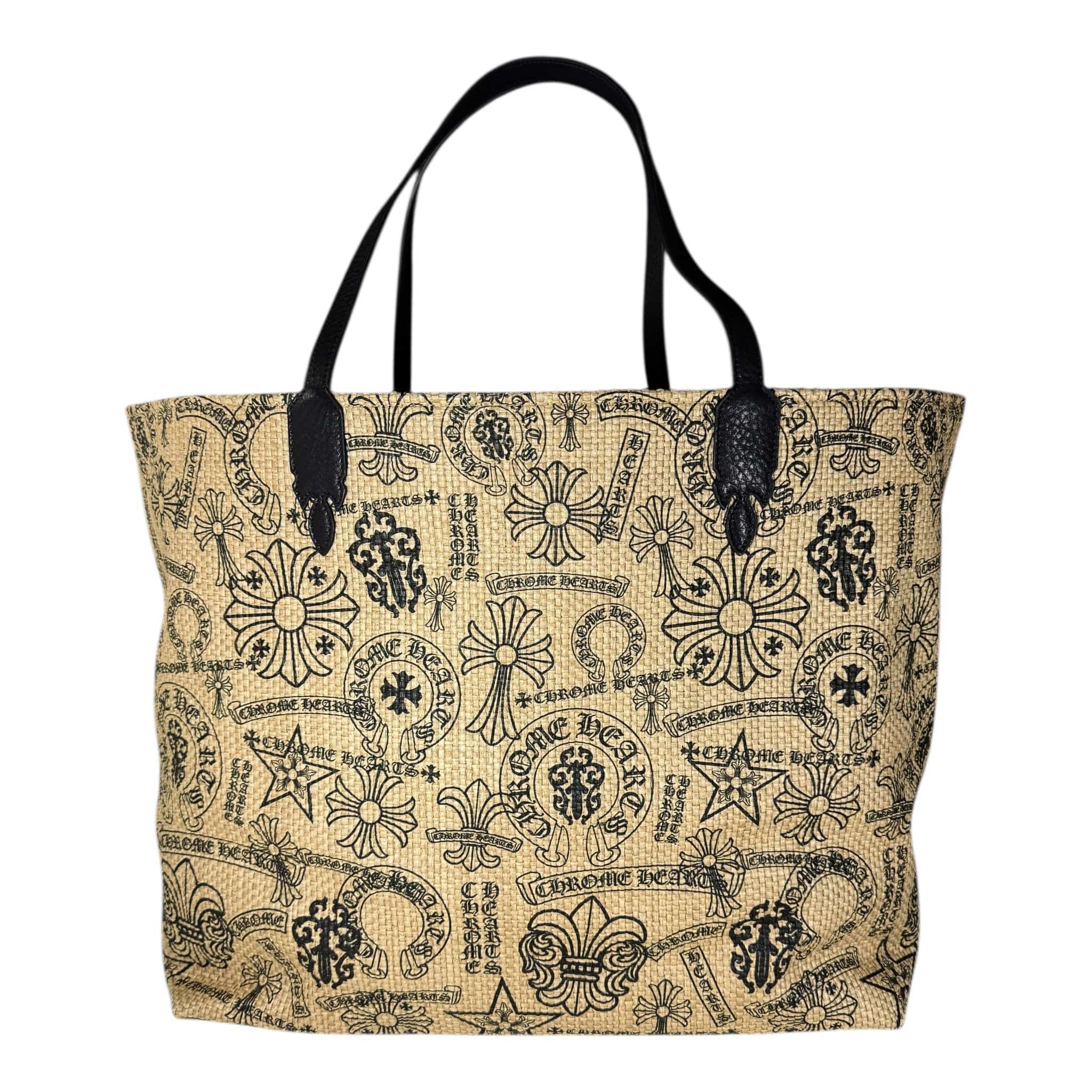Chrome Hearts Stencil Beach Tote Bag Beige Black, Men's