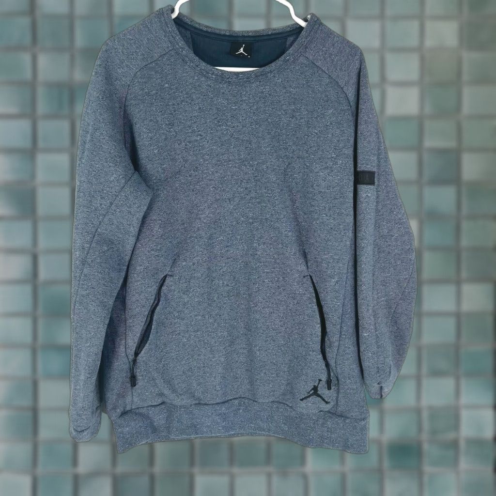 Jordan Brand Jordan Air Mens Crew Neck Icon Fleece Blue Pullover Sweatshirt Size L Size US L / EU 52-54 / 3 - 1 Thumbnail