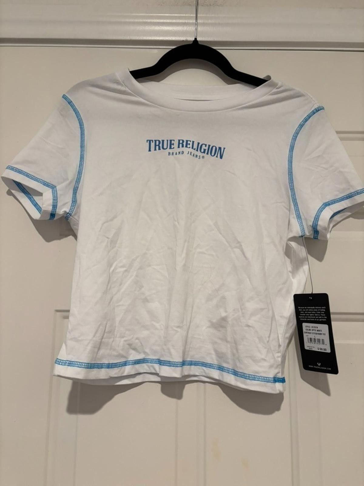 True Religion Women's sz L white True Religion cropped shirt new #670 Size L / US 10 / IT 46 - 1 Thumbnail
