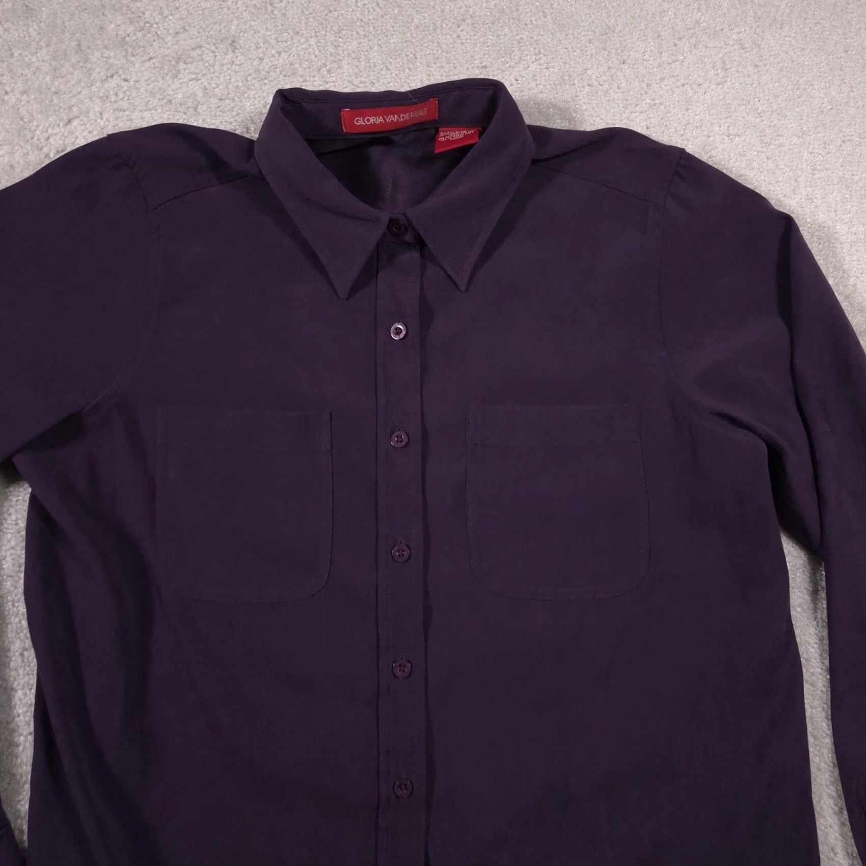 Gloria Vanderbilt Gloria Vanderbilt Shirt Womens Large Purple Button Front Long Sleeve Blouse Top Size L / US 10 / IT 46 - 3 Thumbnail
