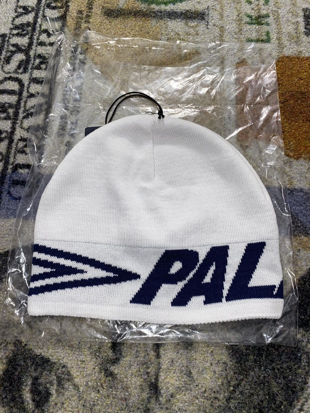 image of Palace x Umbro Nein Cuff Beanie in White, Men's