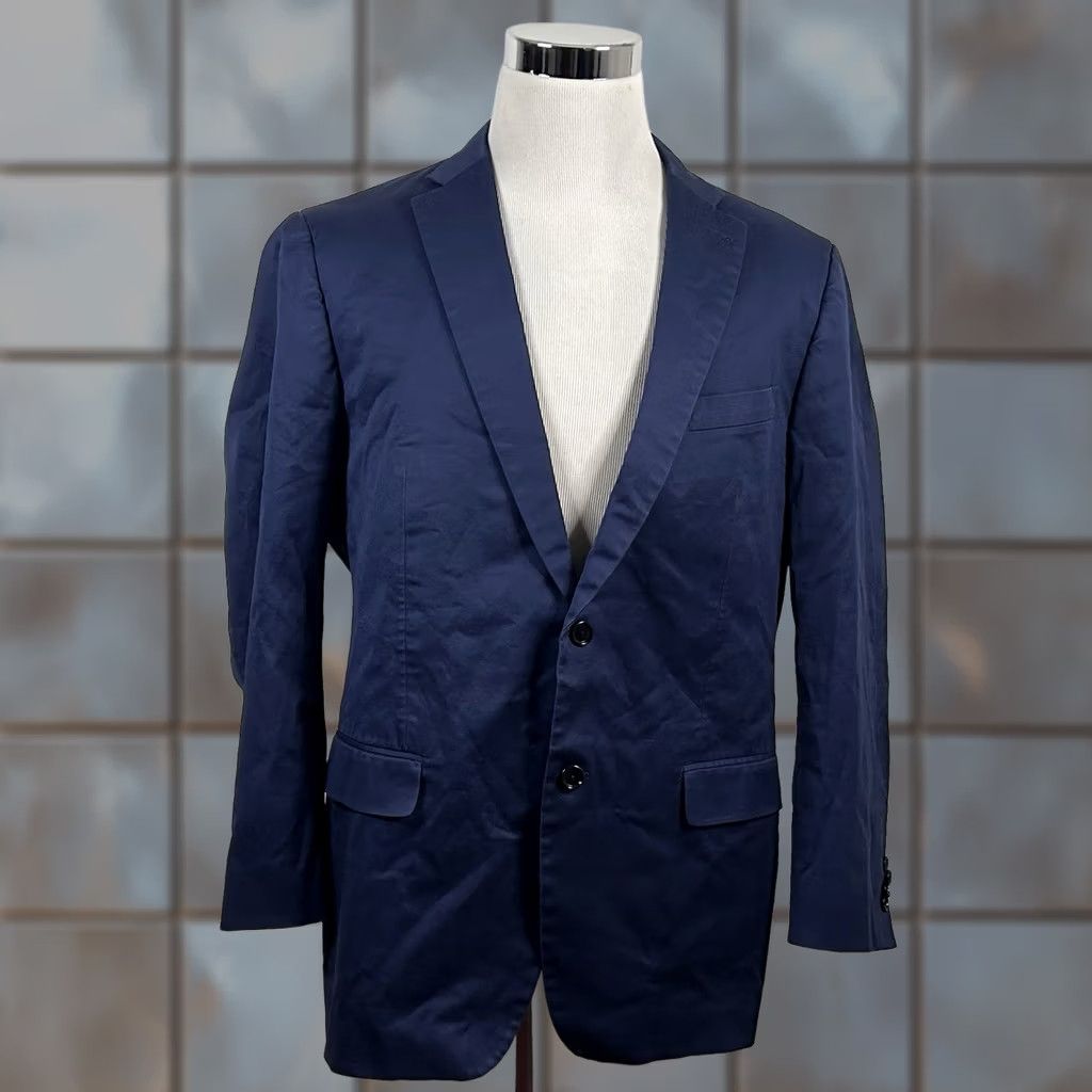 Vintage Indochino Sport Coat Blue Cotton Blend Two-Button Notch Lapel Lined 44R Mens Regular Jacket Chest 44 Regular Fit Vintage? No Size US S / EU 44-46 / 1 - 1 Thumbnail