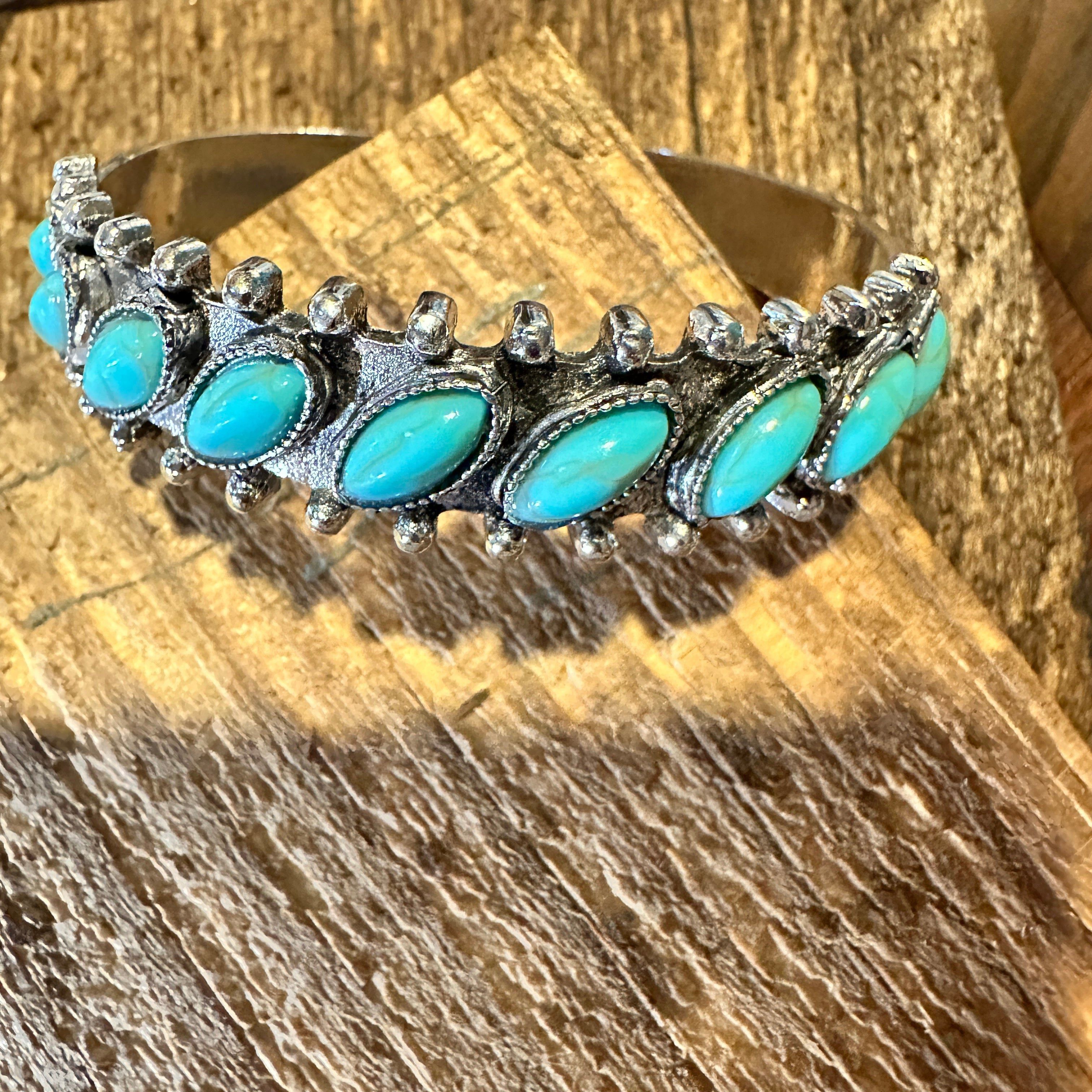 Other Boho Chic Vintage Southwestern Turquoise Open Cuff Bangle, T Size ONE SIZE - 9 Thumbnail