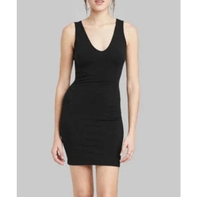 Target Basics Wild Fable Black V-Neck Bodycon Mini Dress Size M / US 6-8 / IT 42-44 - 1 Thumbnail