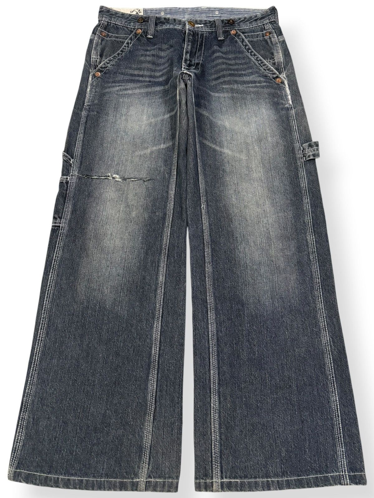 Japanese Brand Y2K Free Gate United Work Buckle Back Baggy Carpenter Jeans Size US 32 / EU 48 - 2 Thumbnail
