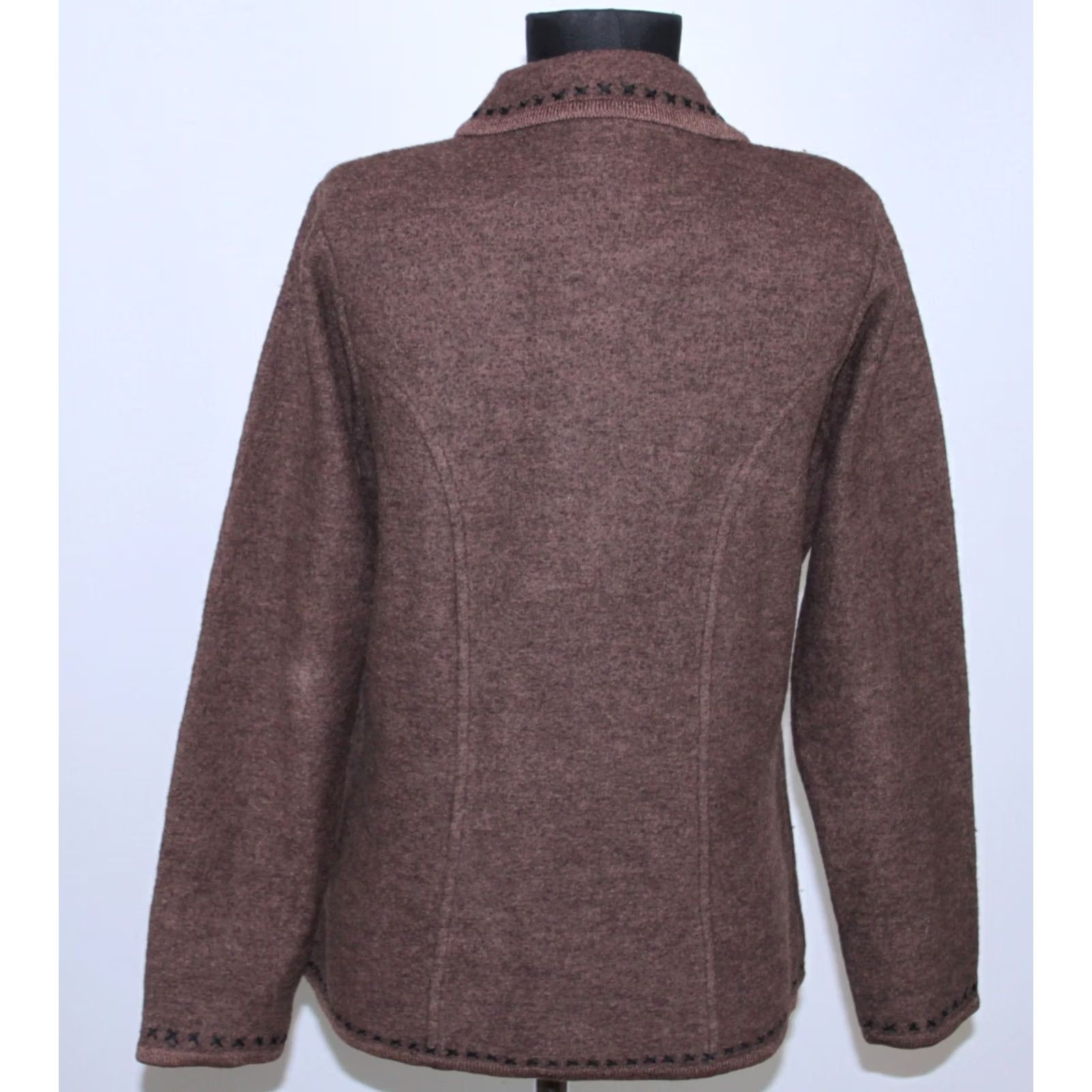 Vintage Icelandic Design womens full zip brown wool jacket jumper Size M Size M / US 6-8 / IT 42-44 - 4 Thumbnail
