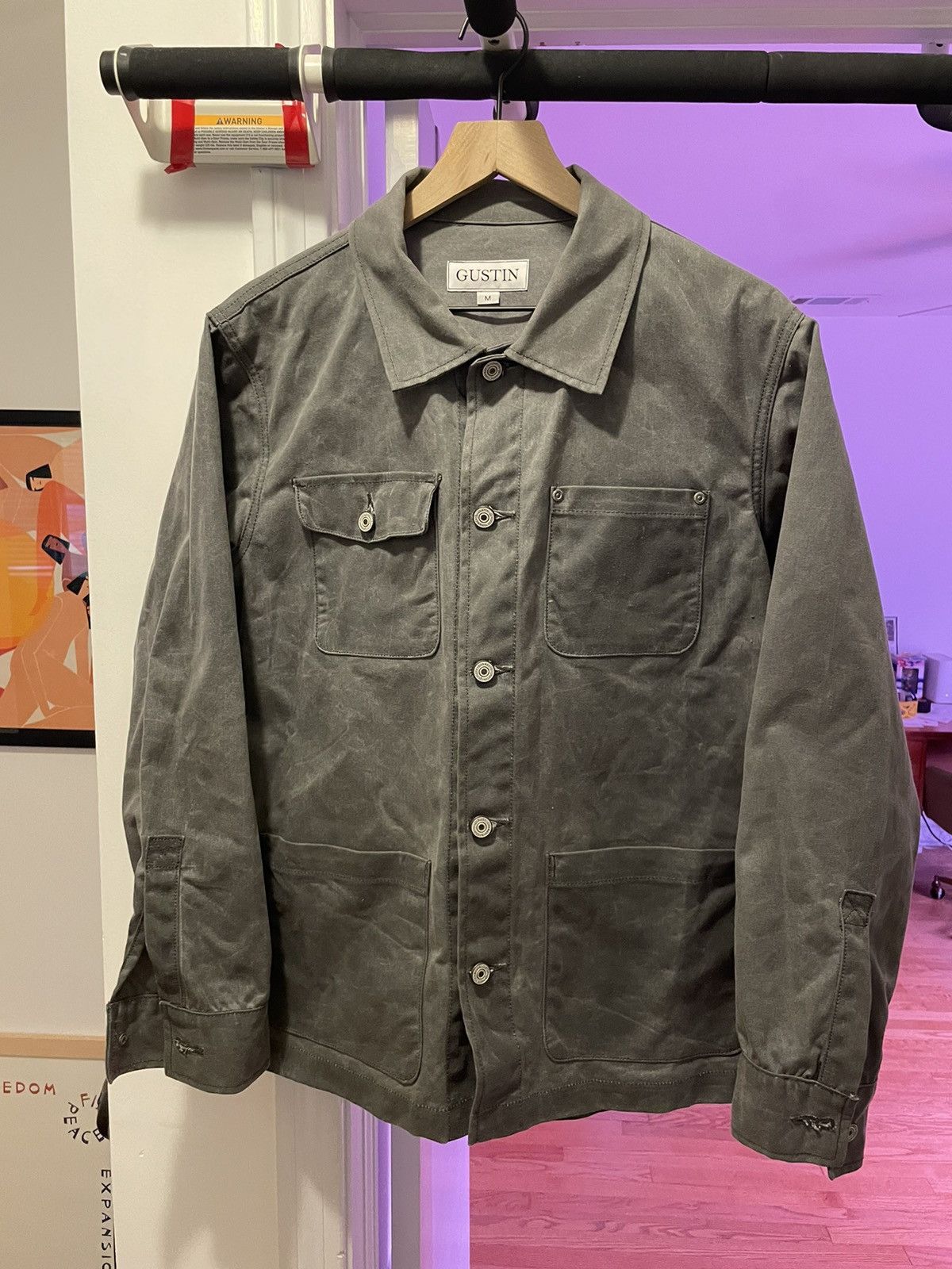 image of Gustin Waxed Canvas Chore Coat in Grey, Men's (Size Medium)