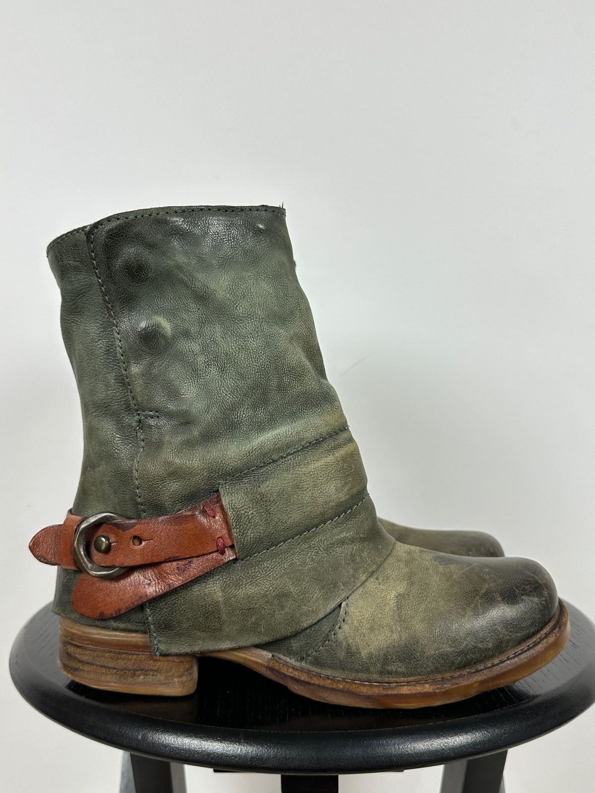 A.S.98 A.S.98. Airstep Leather Biker Ankle Buckle Strap Boots Size US 6 / IT 36 - 3 Thumbnail