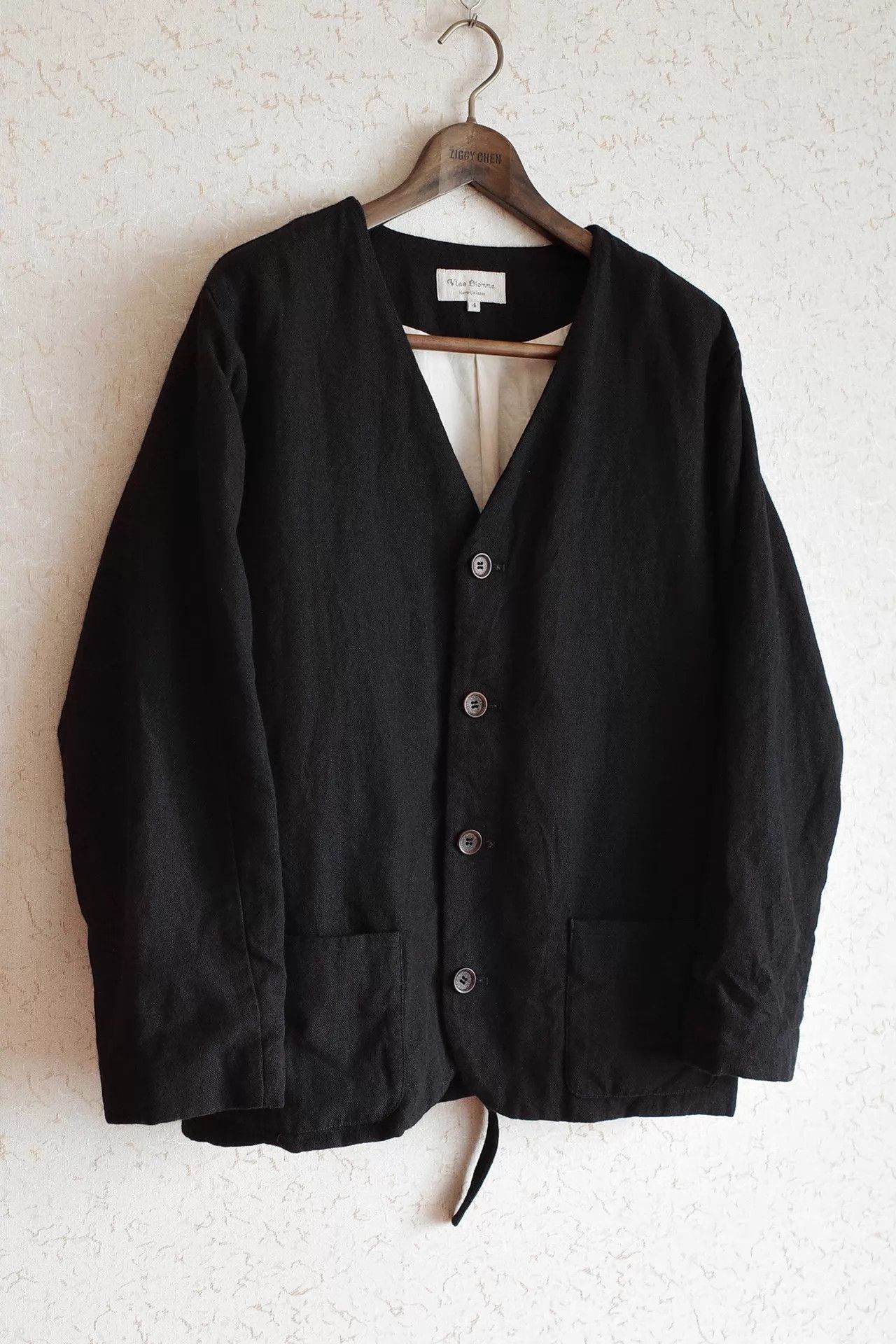 Vlas Blomme Vlas Blomme 00s Collarless Wool-Linen Blend Jacket Size US XL / EU 56 / 4 - 2 Thumbnail
