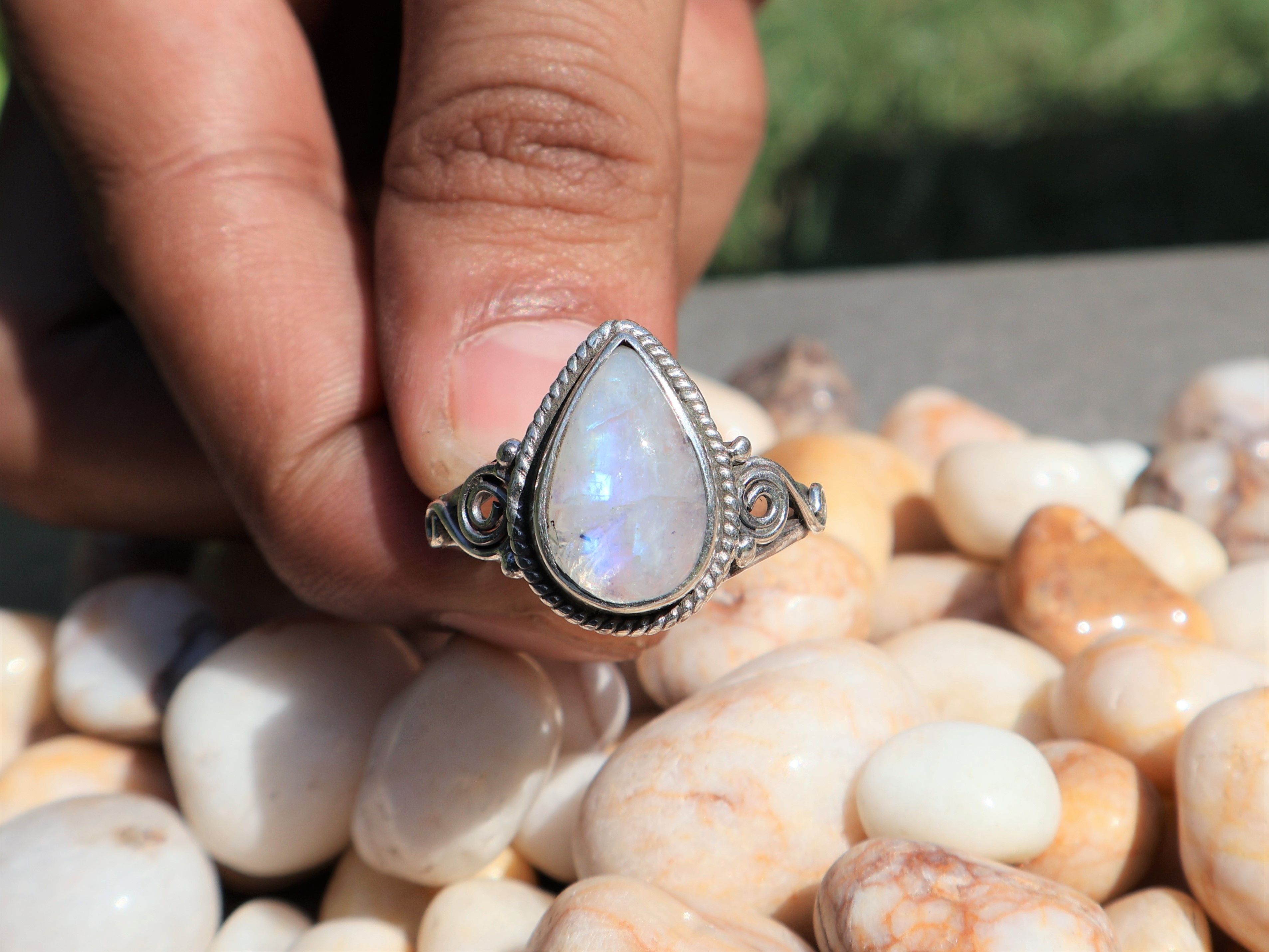 Handmade Rainbow Moonstone Ring, 925 Sterling Silver, Handmade Ring, Size ONE SIZE - 5 Thumbnail