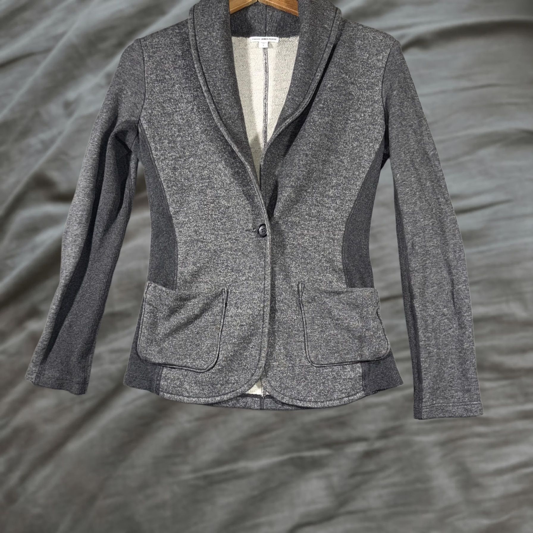 James Perse James Perse Cardigan Sweater Womens 1 Gray Knit Shawl Collar Button Pockets Size XS / US 0-2 / IT 36-38 - 1 Thumbnail