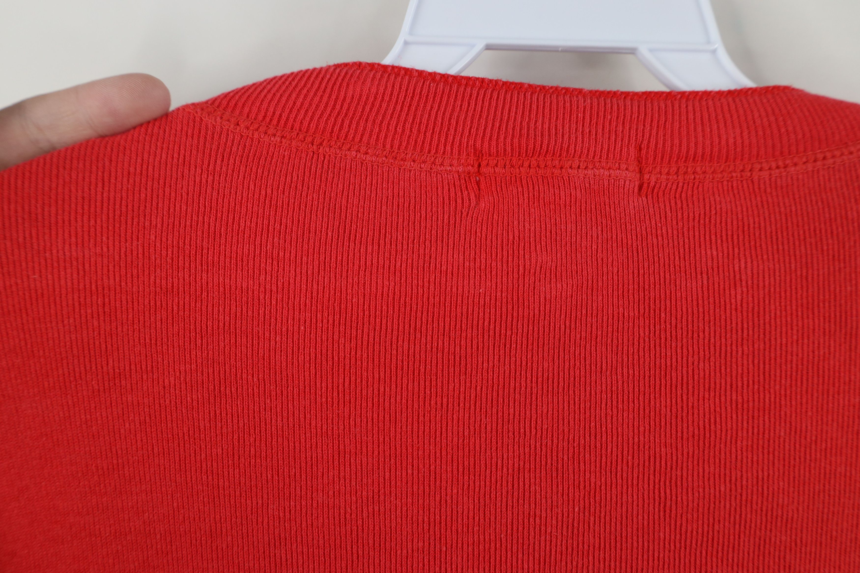 Gap Vintage 80s 90s Gap Ribbed Knit Henley T-Shirt Red Cotton Size US L / EU 52-54 / 3 - 10 Thumbnail