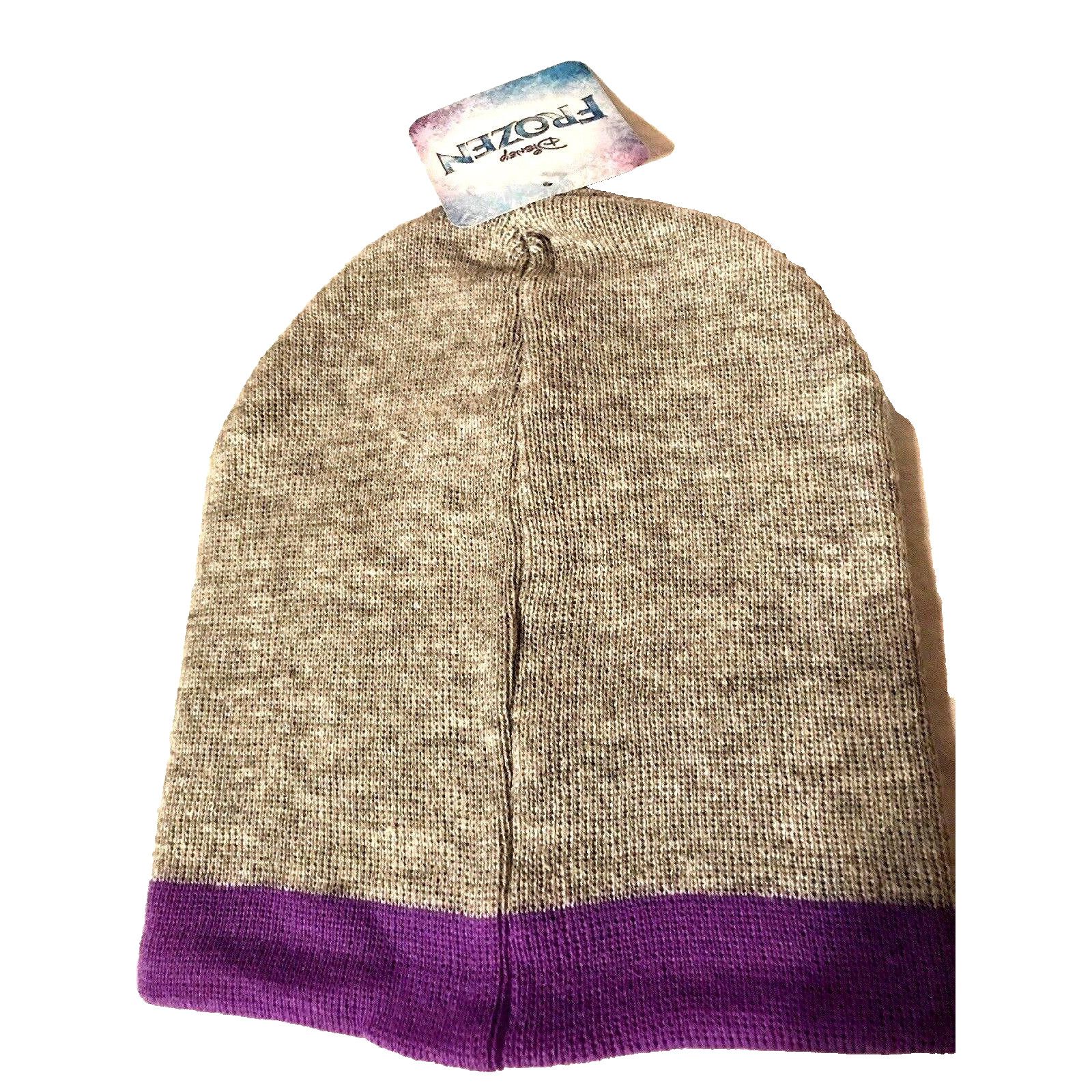 Disney Disney Frozen Anna Elsa Gray Purple Knit Beanie Hat Cap New Size ONE SIZE - 3 Thumbnail