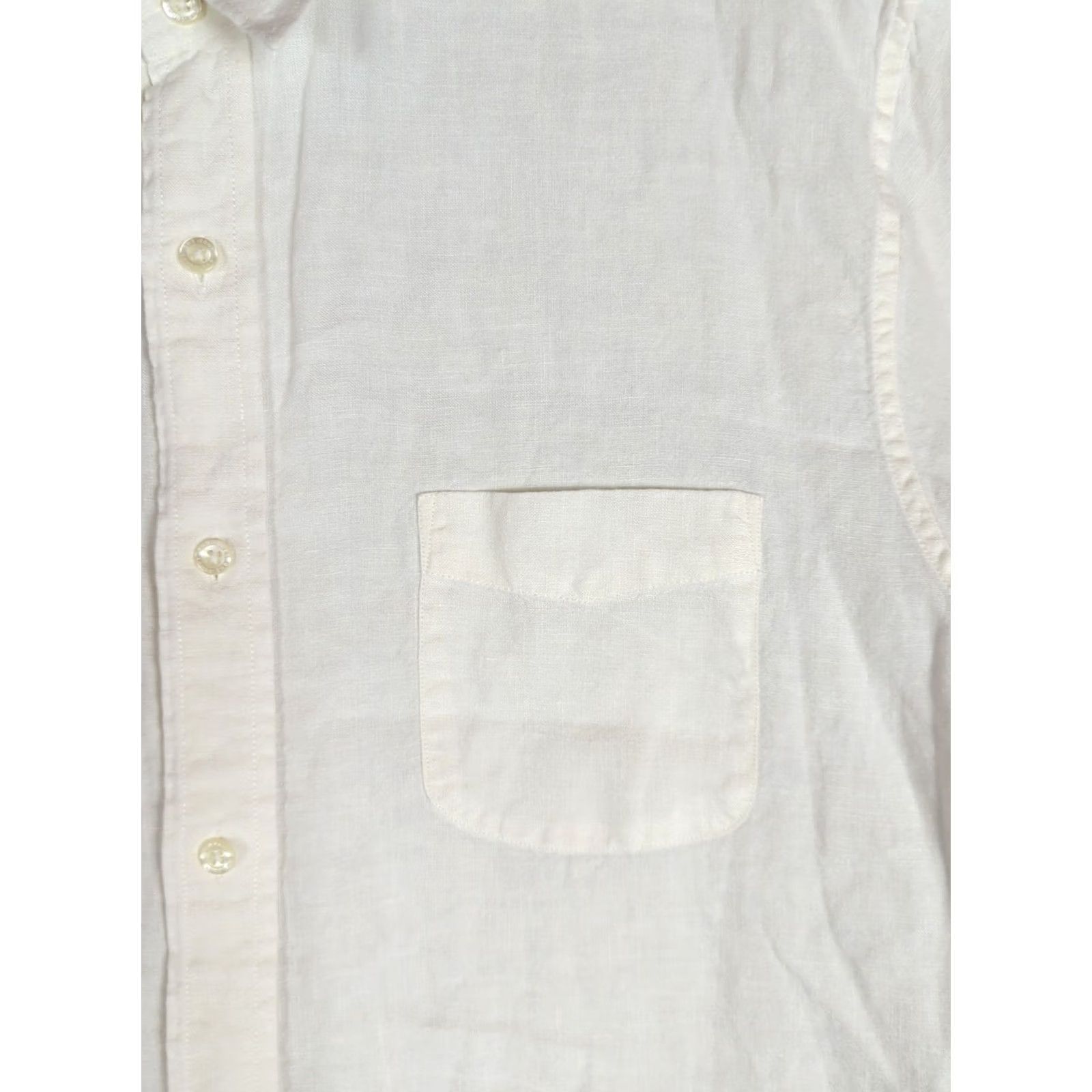 Lands' End Lands' End White Linen Shirt Mens Regular Fit Short Sleeve Spread Collar Button-Up Casual Beachy Classic Size US L / EU 52-54 / 3 - 2 Thumbnail