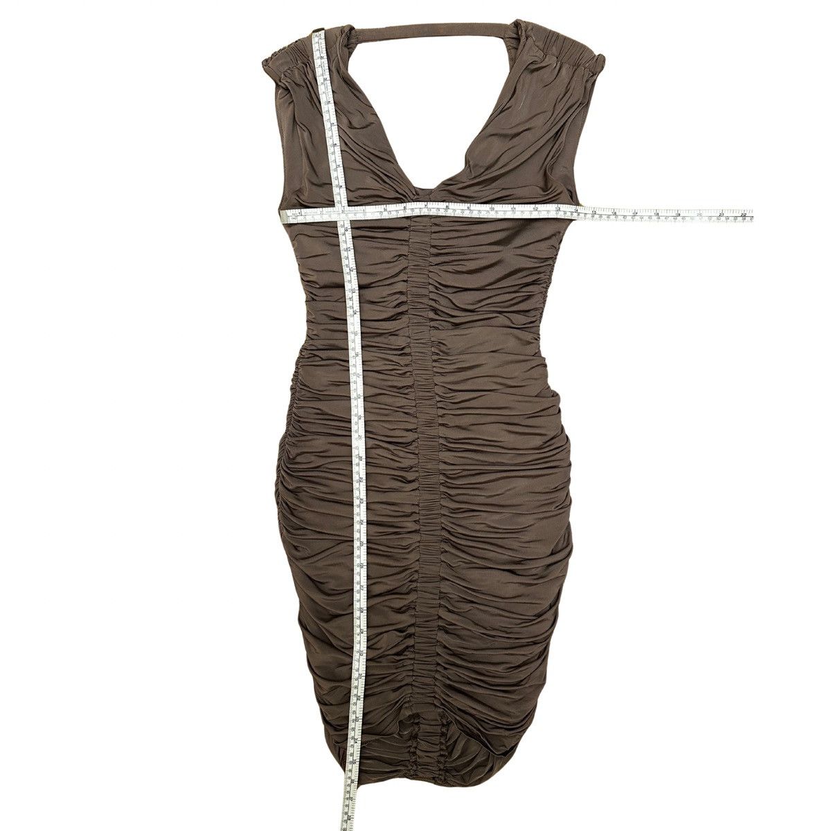 Asos ASOS Nude Draped Cocktail Dress - Gathered Bodycon Design Size S / US 4 / IT 40 - 7 Thumbnail