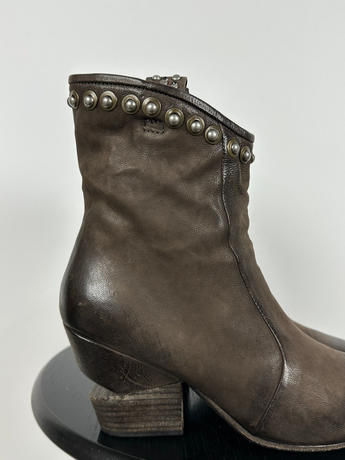 A.S.98 A.S.98. Brown Leather Biker Zip Studded Ankle Boots Size US 8 / IT 38 - 15 Thumbnail