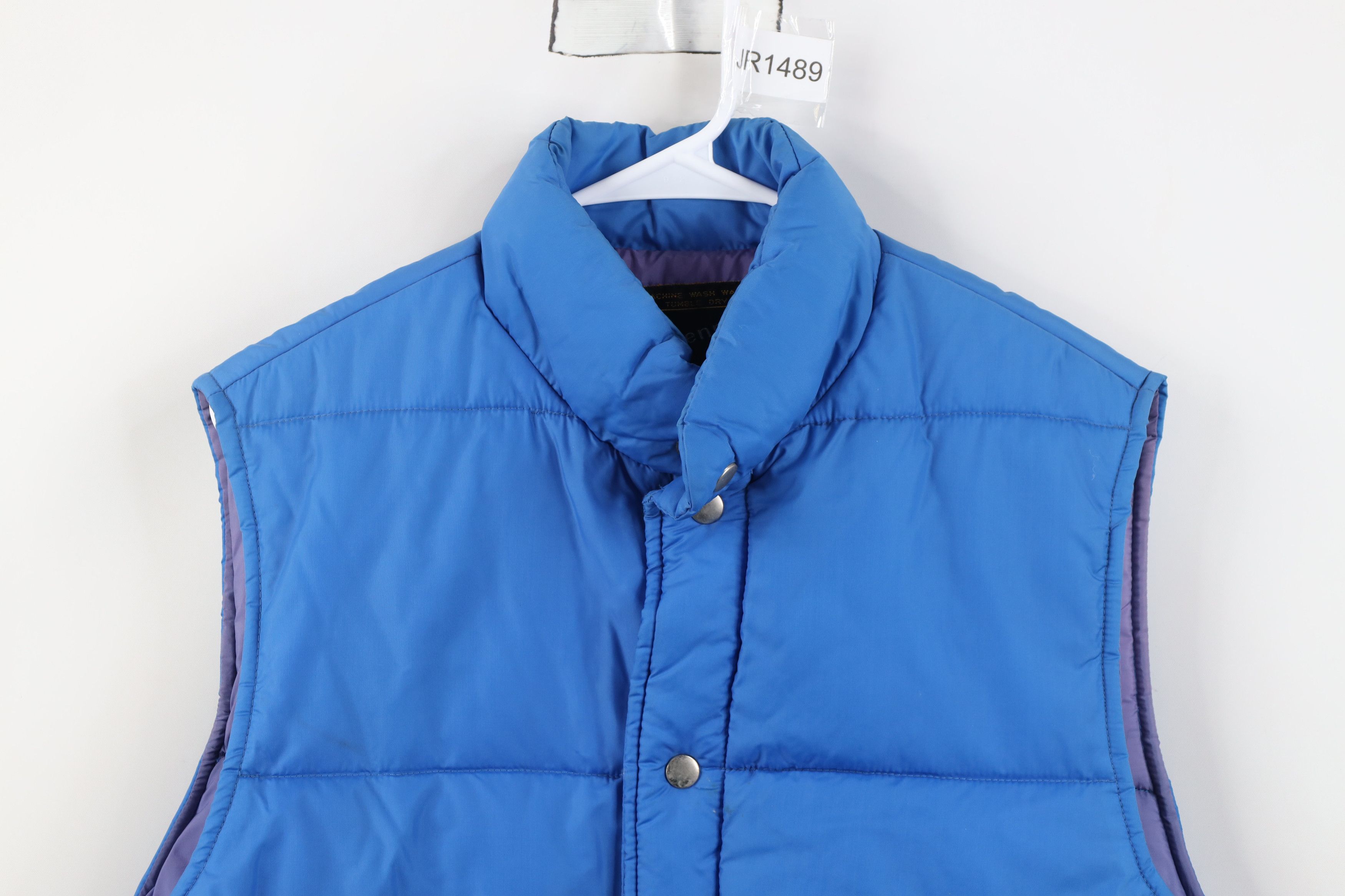 Vintage Vintage 70s Streetwear Button Puffer Vest Jacket Royal Blue Size US L / EU 52-54 / 3 - 2 Thumbnail