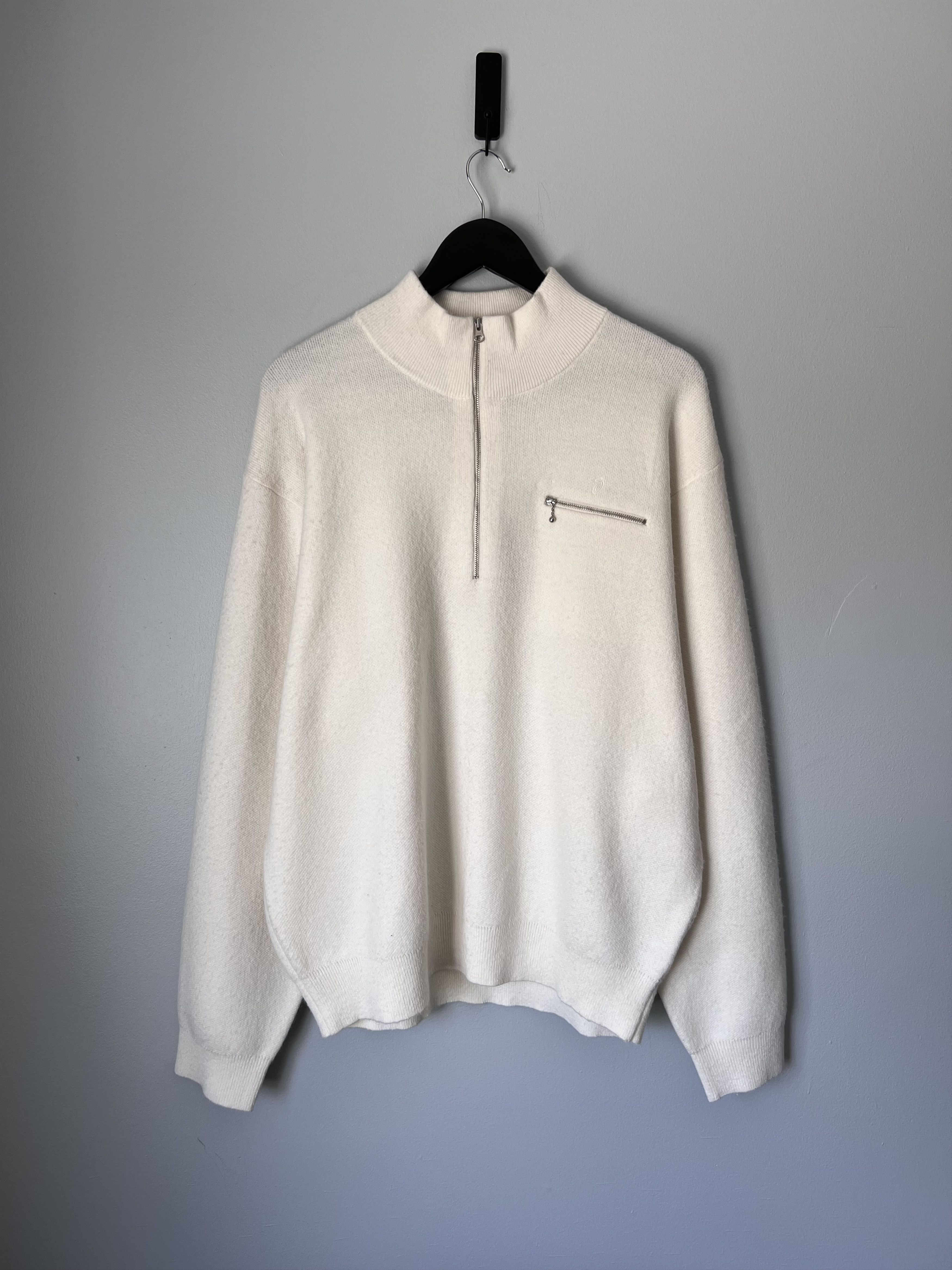 Stussy Stussy Half Zip Mock Neck Sweater in Ivory | Grailed