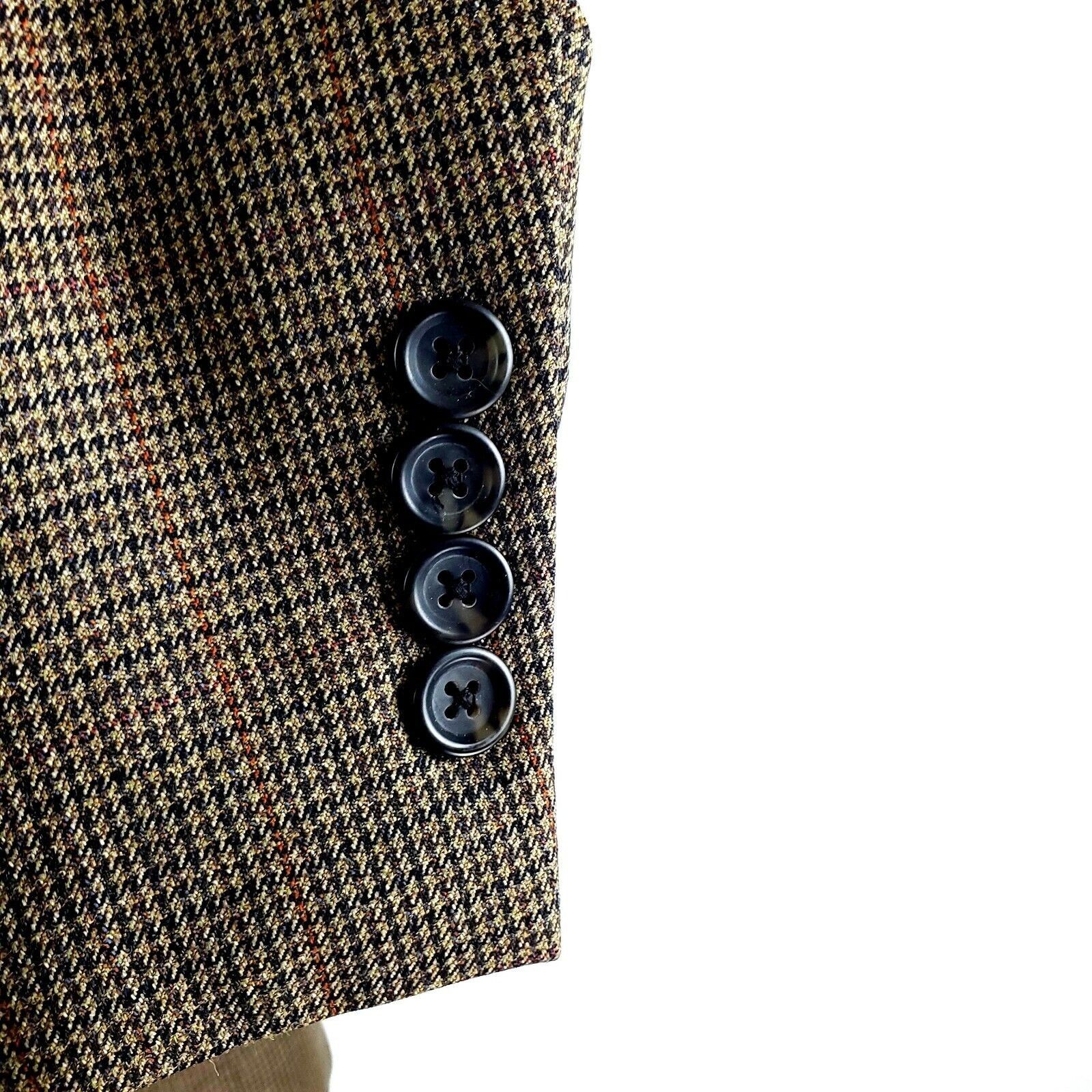Pronto Uomo Pronto Uomo Wool 2 Button Blazer 42L Brown Houndstooth Windo Size 42L - 4 Thumbnail
