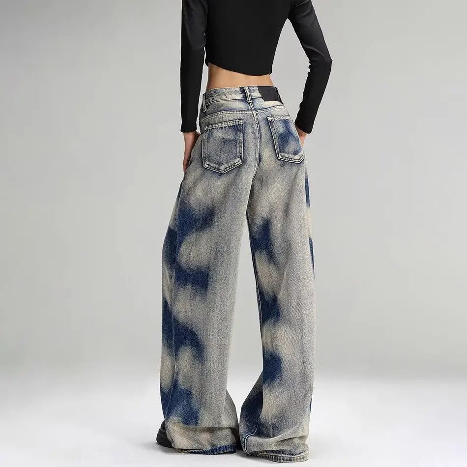 Japanese Brand Retro loose wide leg high street tie dye jeans Size US 32 / EU 48 - 4 Thumbnail