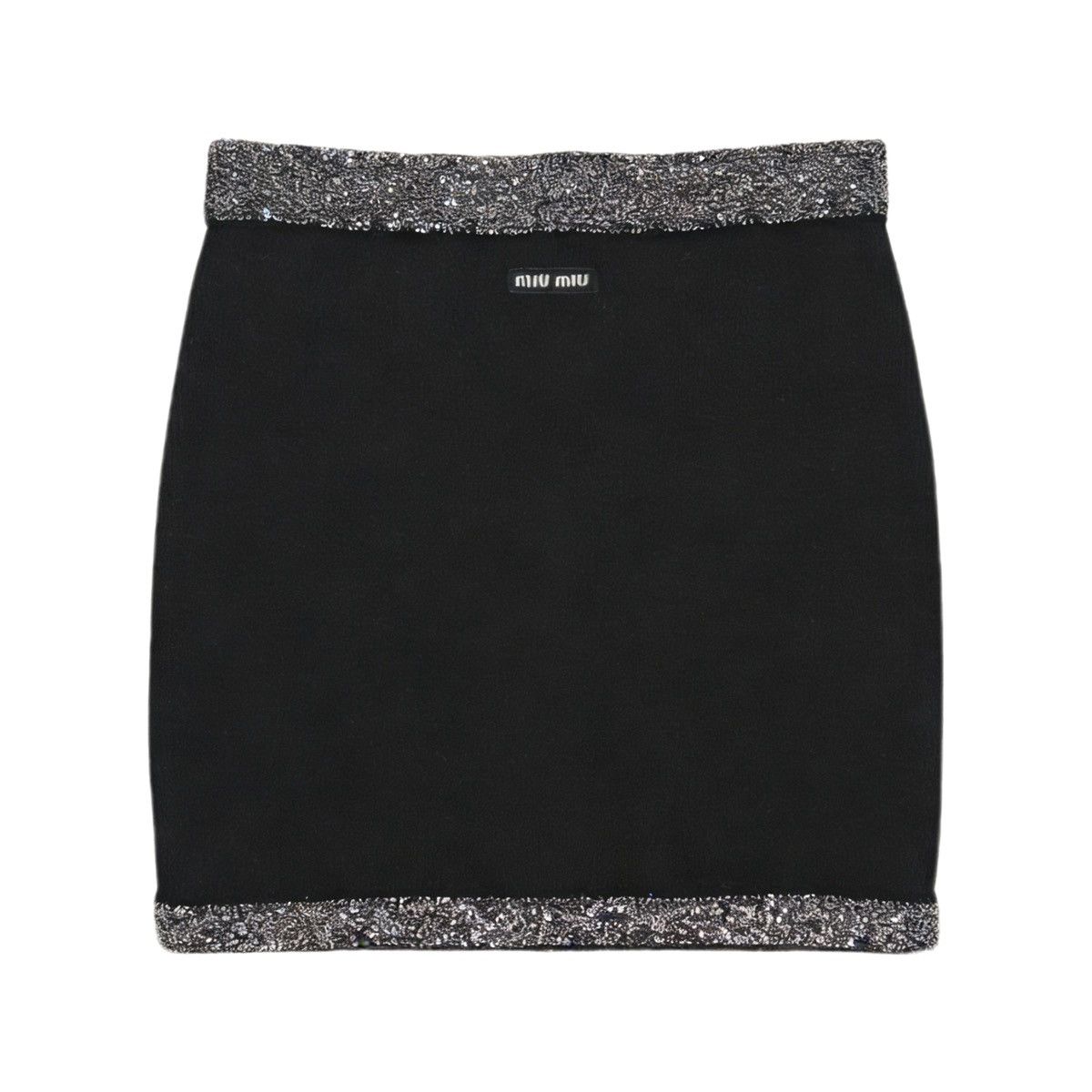 Miu Miu Miu Miu SS23 Black Logo Casual Mini Skirt K26WX Size 27" / US 4 / IT 40 - 1 Thumbnail