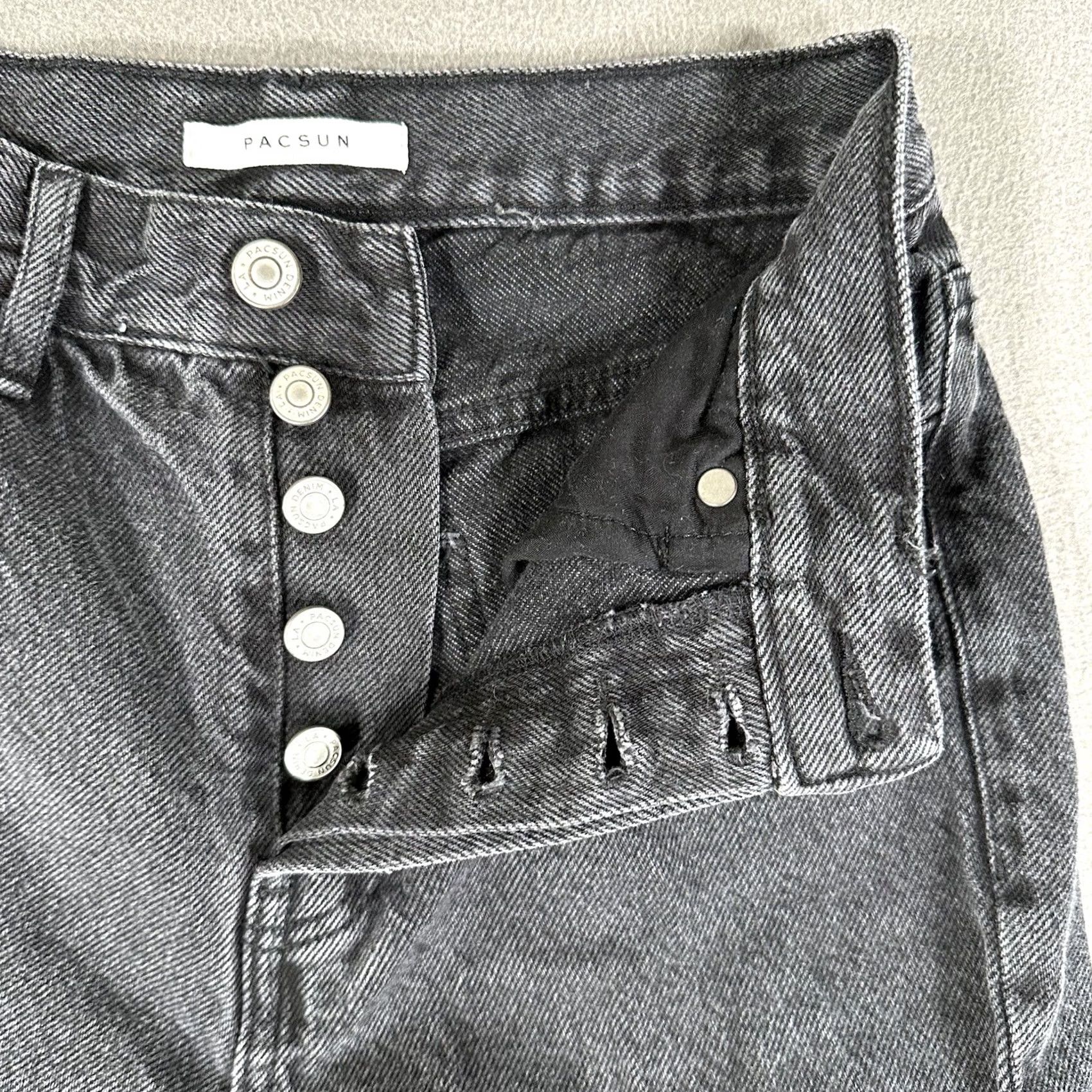 Pacsun Pacsun Jeans Womens 25 Gray Dad jean Baggy Straight Leg Distressed Button Fly Size 42" / US 20 - 6 Thumbnail