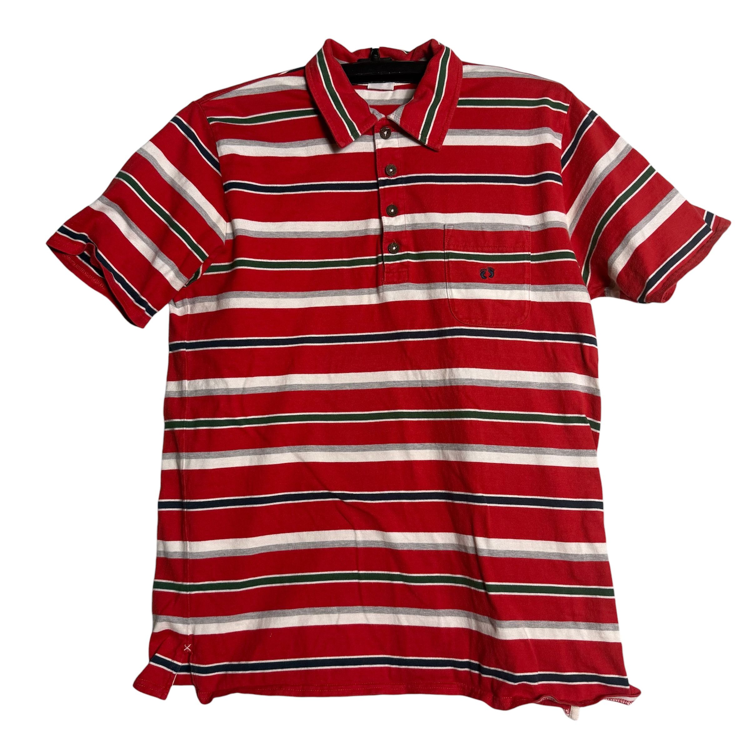 Hang Ten 🔥RARE🔥Vintage Hang Ten Stripes Wooden Button Polo Shirt Size US L / EU 52-54 / 3 - 1 Thumbnail