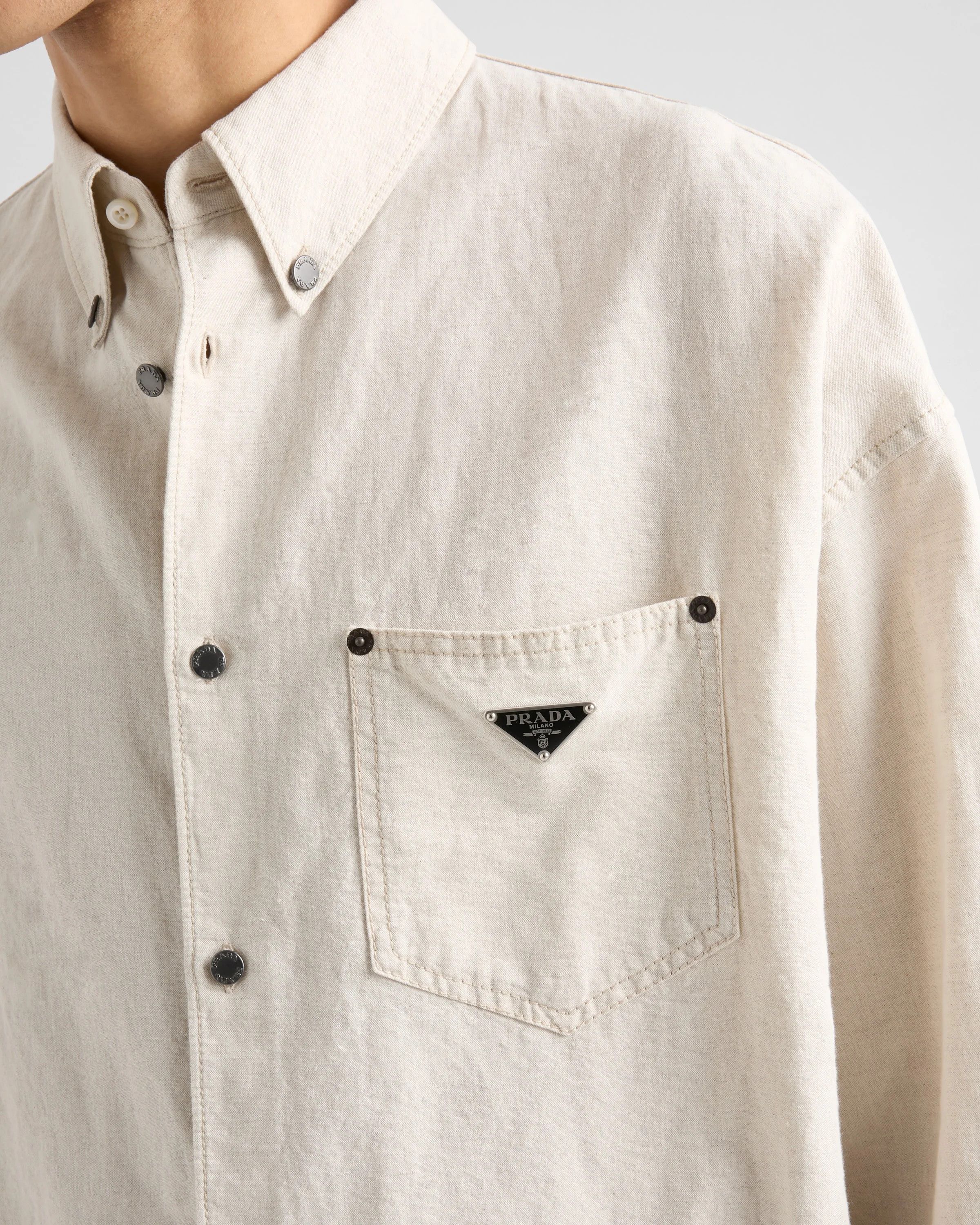 Prada o1w1db10426 Chambray Shirt in Natural Size US M / EU 48-50 / 2 - 3 Thumbnail