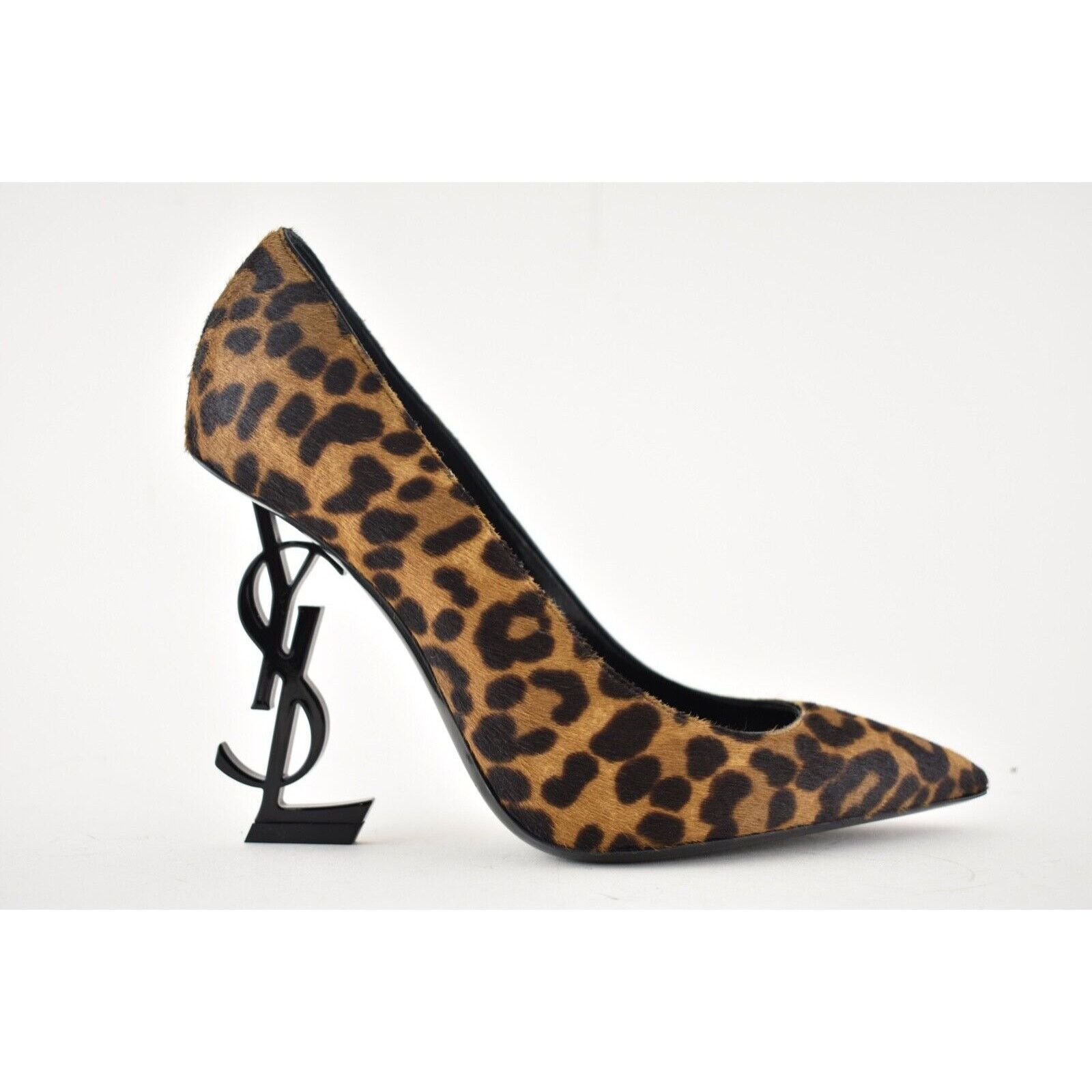 Yves Saint Laurent YSL Logo Opyum Opium 110 Black Brown Leopard Heel Pump 38 Size US 8 / IT 38 - 2 Thumbnail