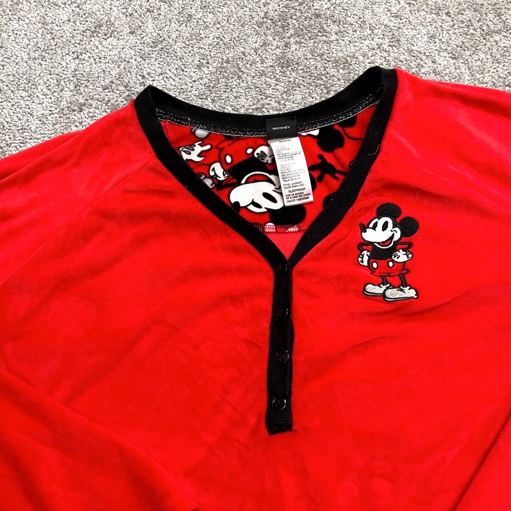 Disney Disney Mickey Mouse Sleepwear Shirt Women XL Red Henley Long Sleeve Pajama Top Size XL / US 12-14 / IT 48-50 - 3 Thumbnail