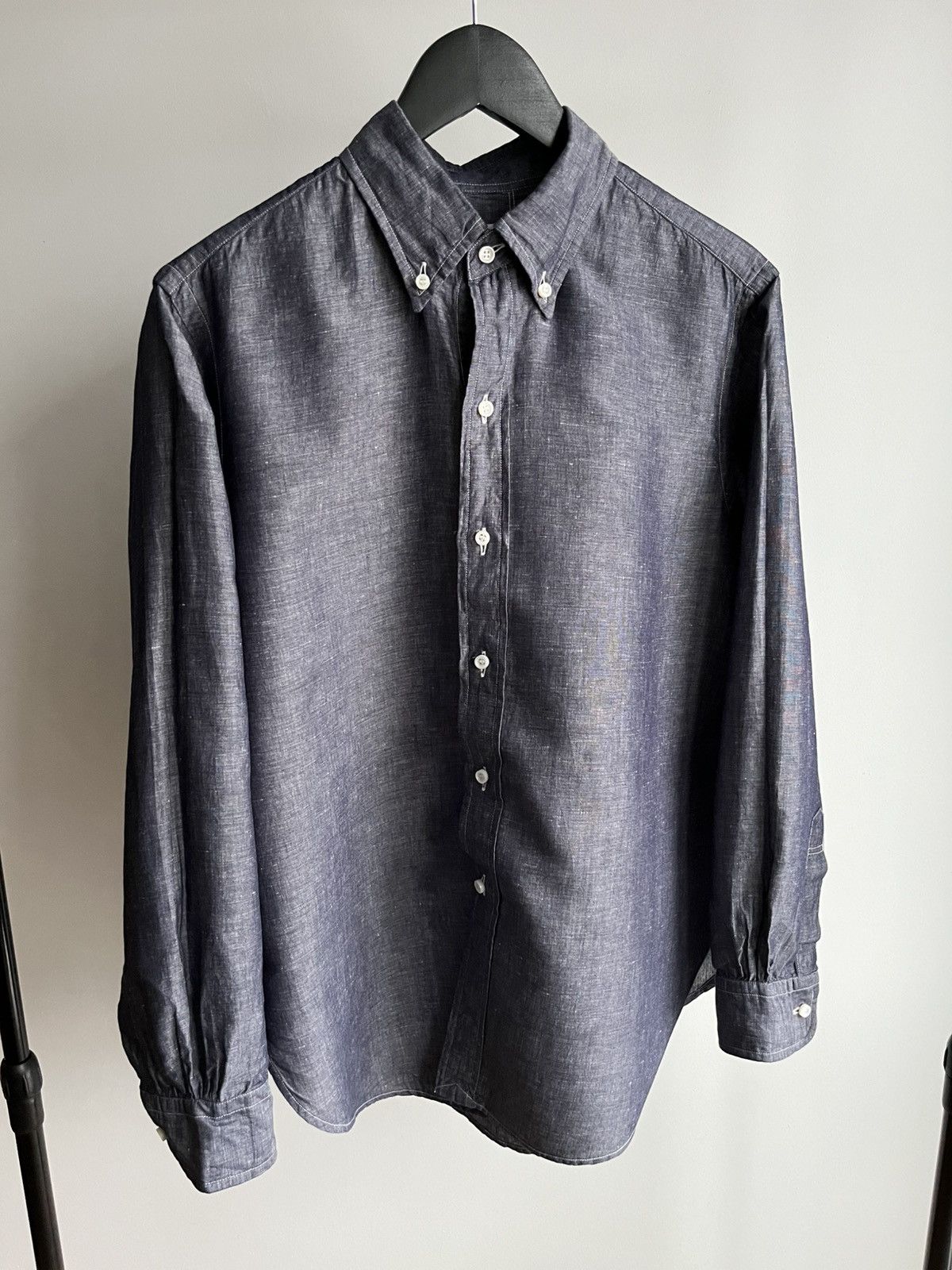 Post O’alls overalls linen cotton blend indigo shirt