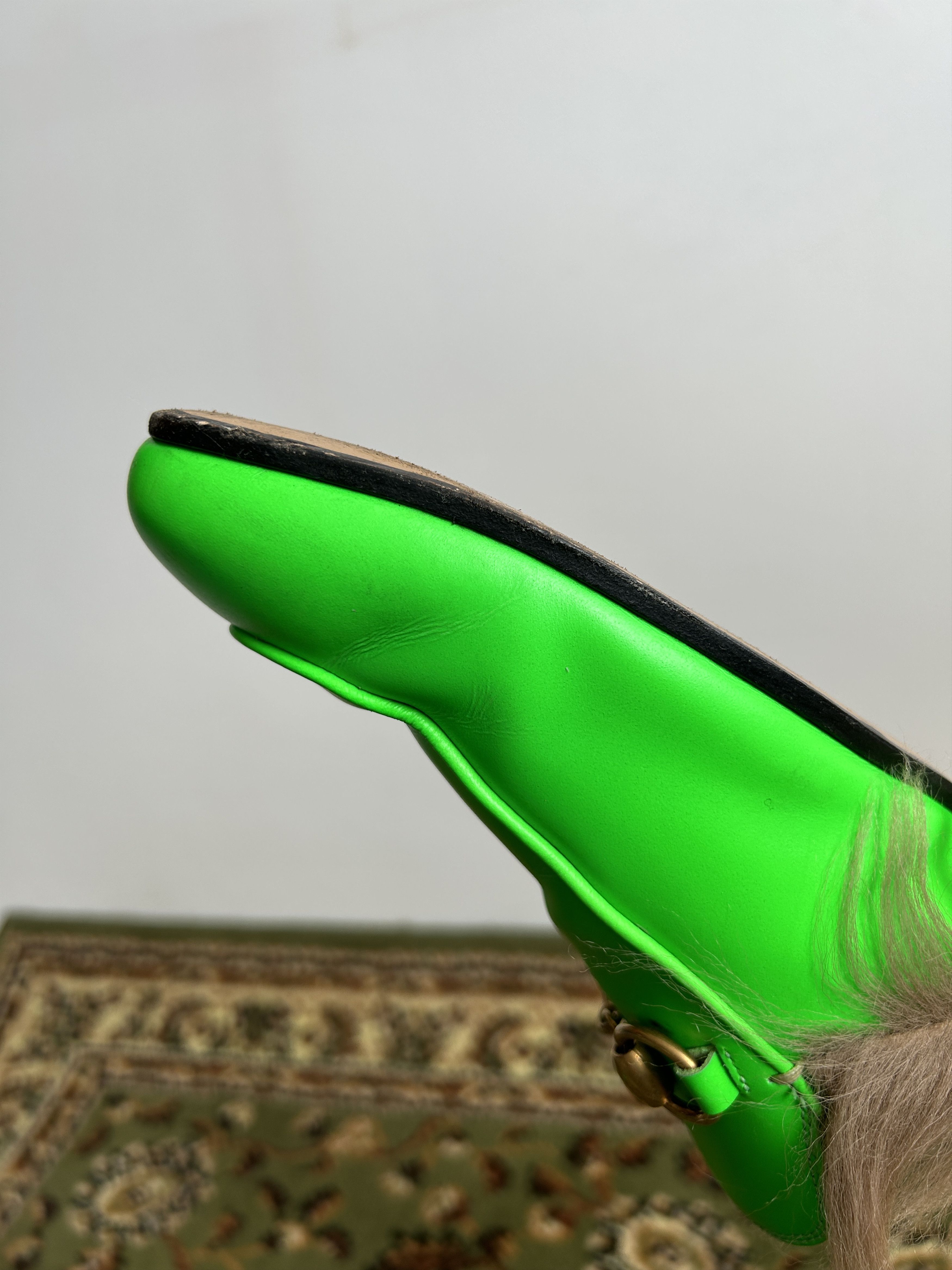 Gucci Gucci princetown horsebit kangaroo fur slip ons neon green Size US 10 / EU 43 - 16 Thumbnail