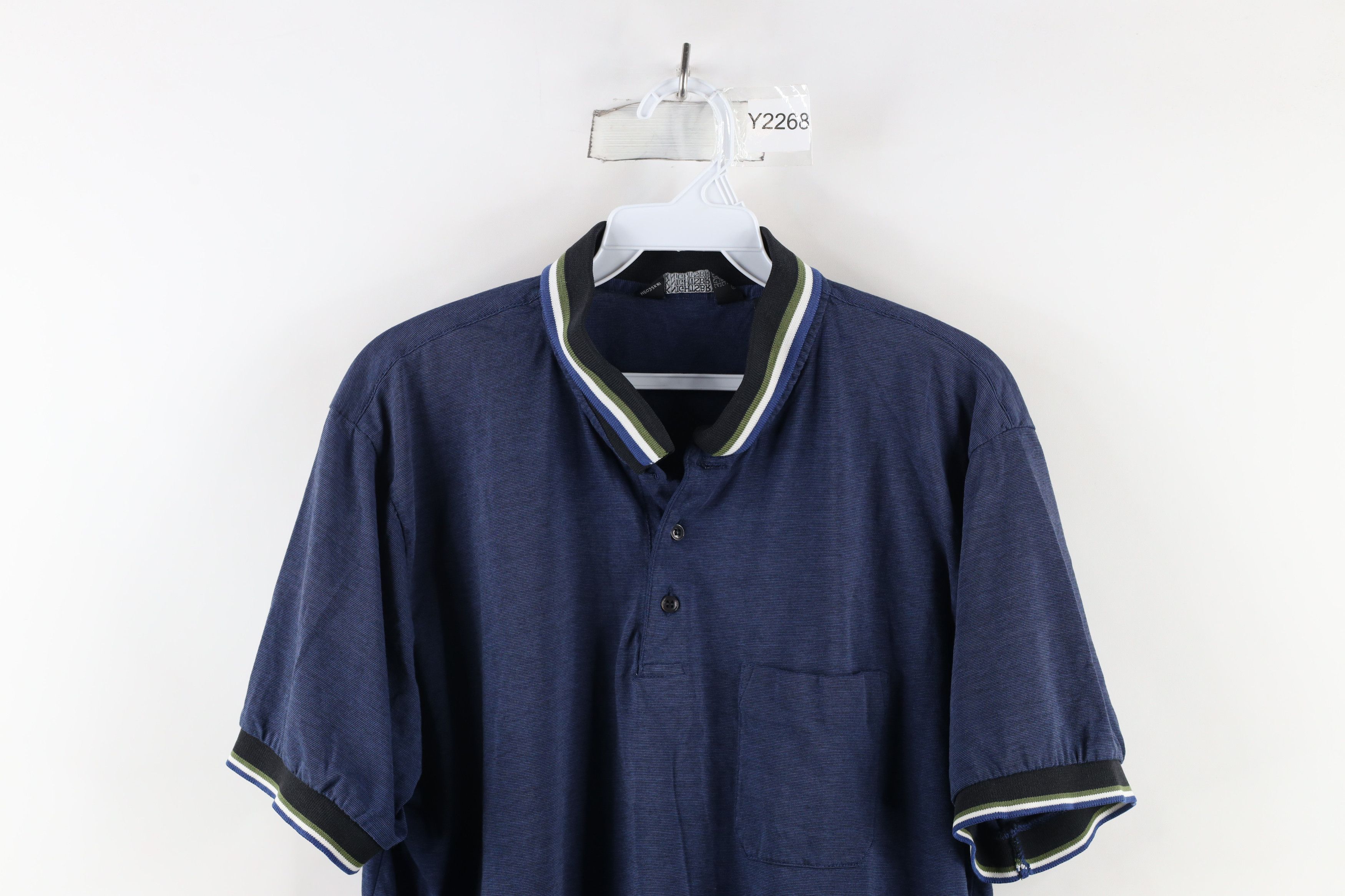 Vintage Vintage 90s Streetwear Collared Pocket Polo Shirt Blue Size US XL / EU 56 / 4 - 2 Thumbnail