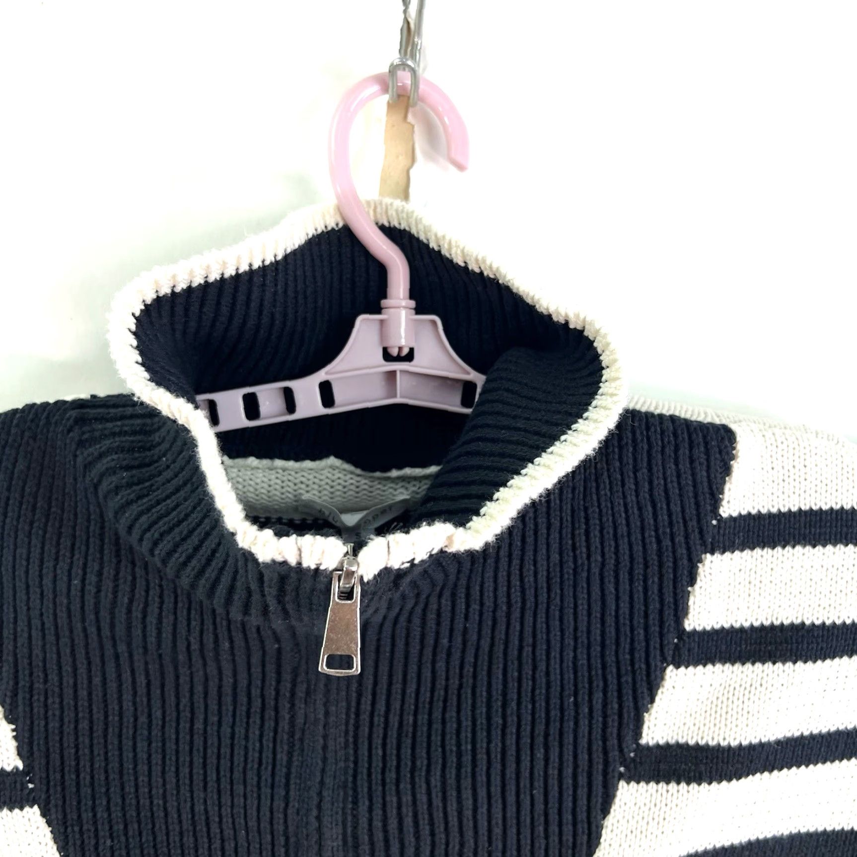 Vintage Blu Pepper Striped 1/4 Zip Collared Sweater Dress Womens Size S Black/White Size S / US 4 / IT 40 - 3 Thumbnail