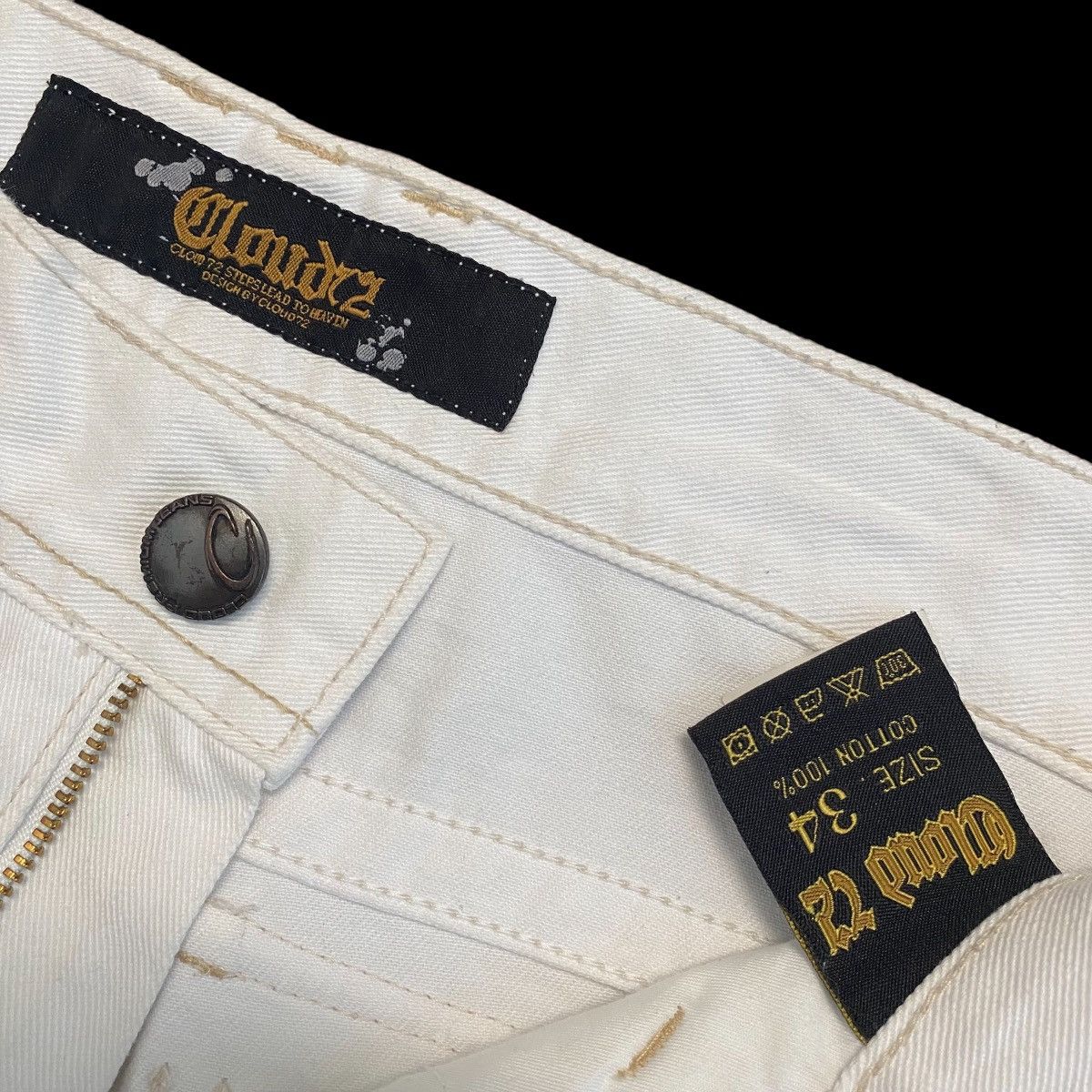 If Six Was Nine Cloud72 Clawmark White Denim Rusty Affliction Skulls Jeans Size US 34 / EU 50 - 5 Thumbnail