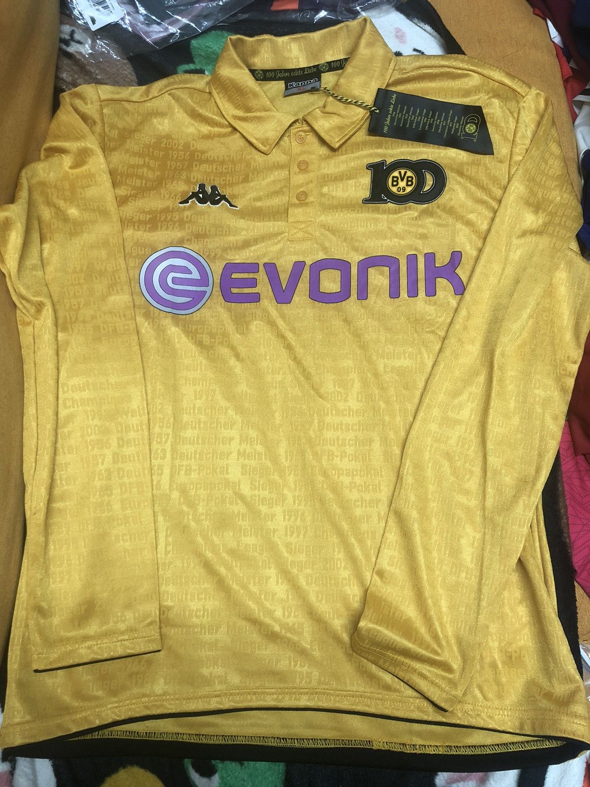 Image of Bloke x Kappa Dortmund 09/10 Longsleeves Centenary Jersey in Yellow, Men's (Size XL)