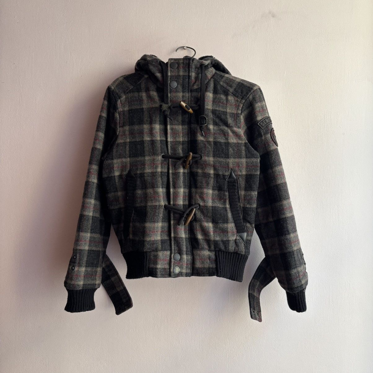 Schott Vintage Schott NYC Plaid Wool Duffle Bomber Jacket w/ Hood Size US S / EU 44-46 / 1 - 1 Thumbnail
