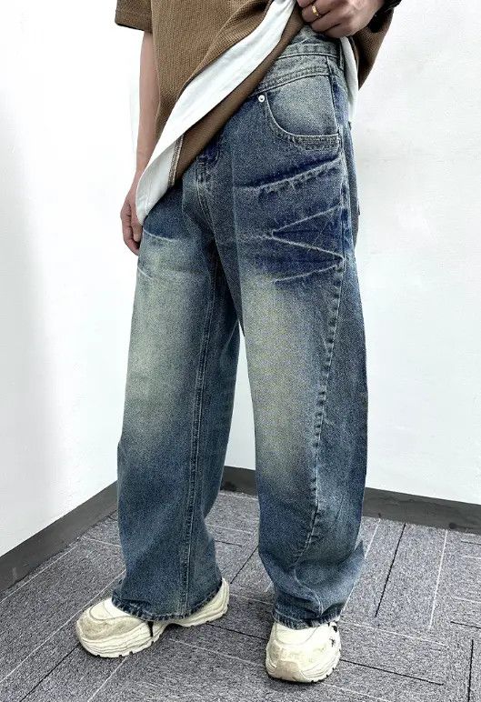 VIBE American retro lightning pattern washed scimitar jeans y2k Size US 32 / EU 48 - 2 Thumbnail