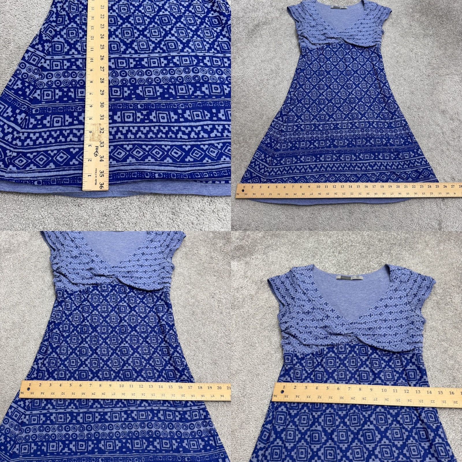 Athleta Athleta Dress Womens Cap Sleeve A-Line Mini Geometric Knit Blue Medium Short Sleeve Casual Travel Bohemian Power Size M / US 6-8 / IT 42-44 - 8 Thumbnail
